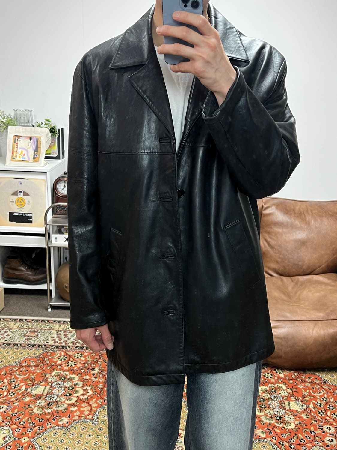 [105] COACH 코치 빈티지 리얼 레더 카코트 블랙 상품이미지10