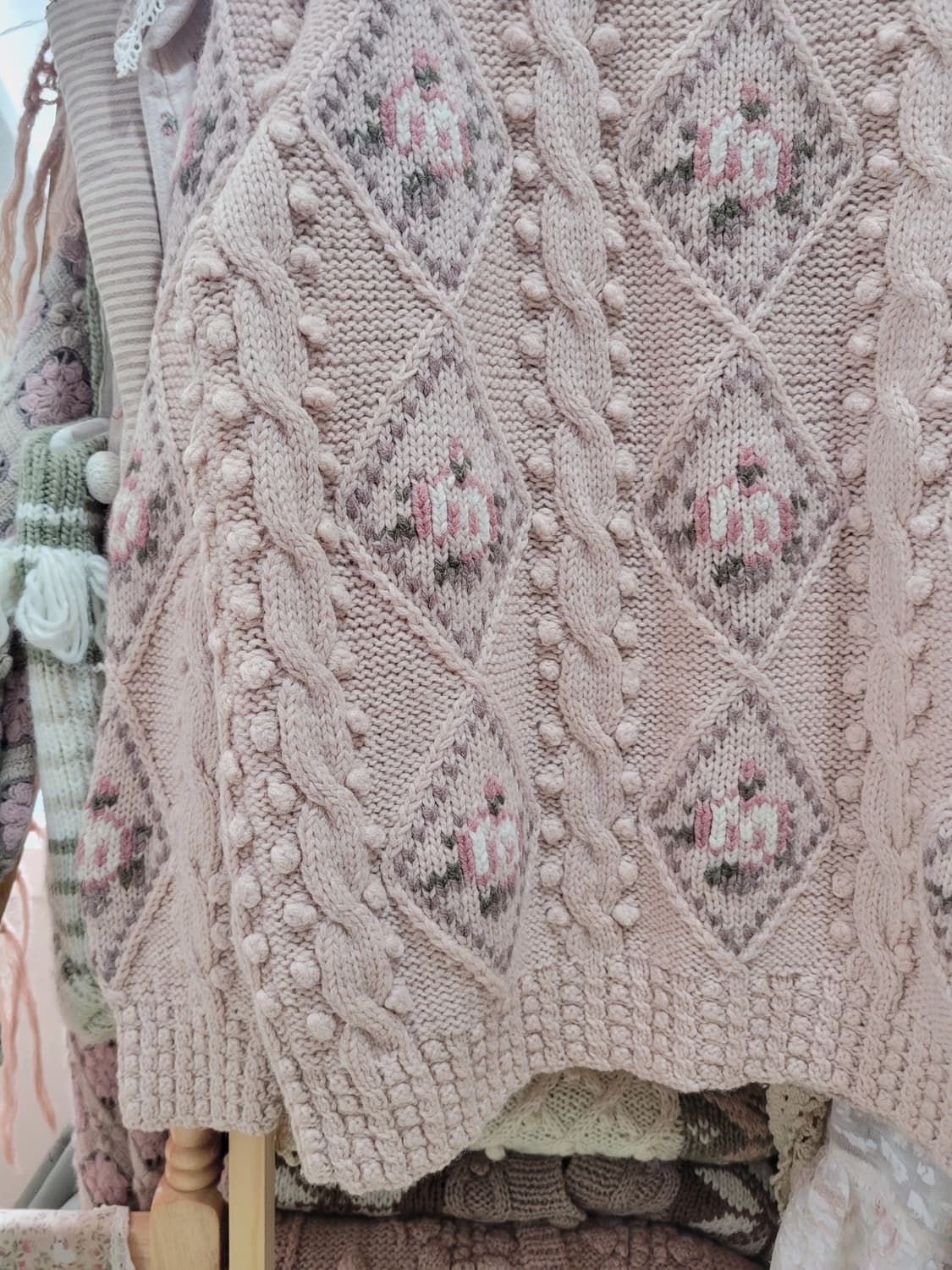 빈티지 프리미엄 딸기우유꽃 니트 코디세트 상품이미지3