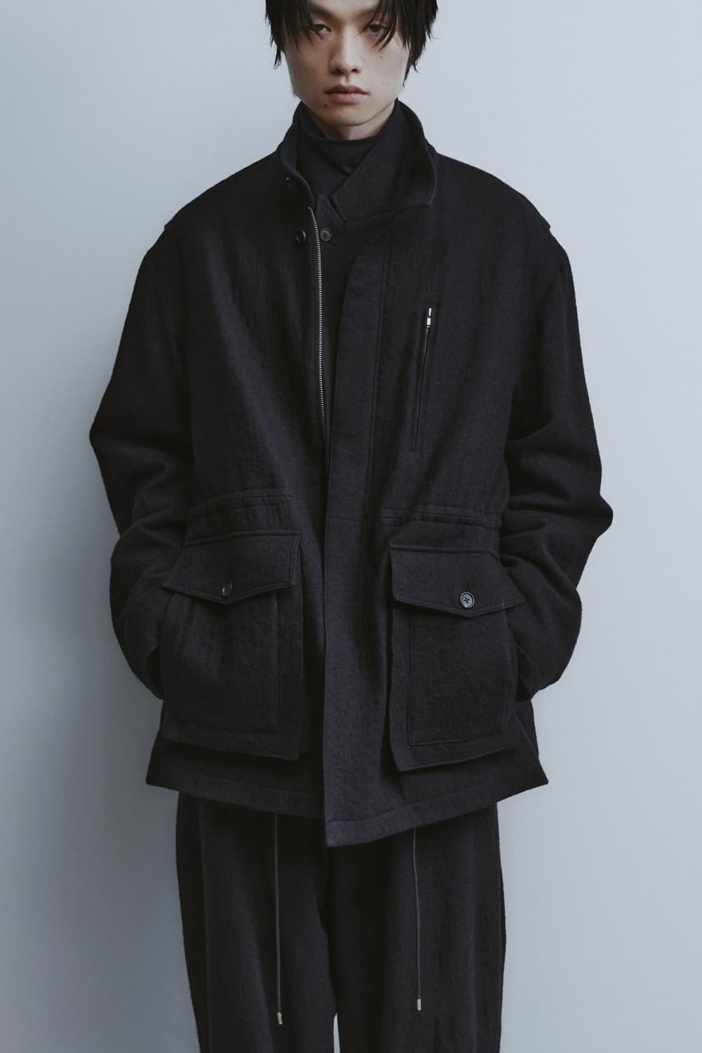 youth 유스 울 코튼 하이넥 하프 코트 블랙 M 상품이미지2