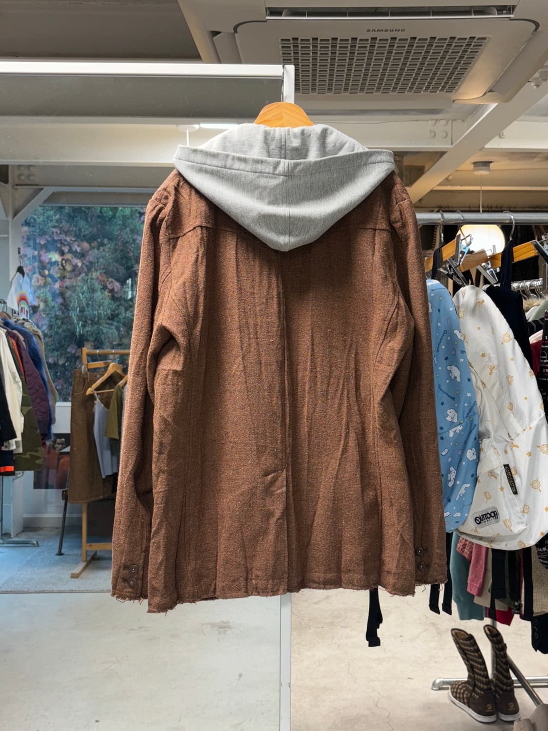 모시모 후드 레이어드 컷오프 자켓 상품이미지2