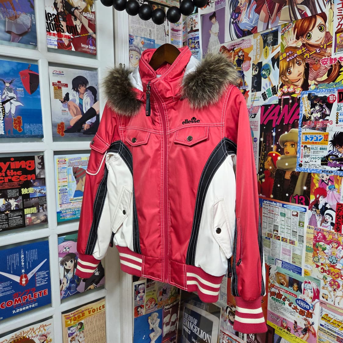 엘레쎄 레이싱 후드 핑크 패딩 점퍼 상품이미지2