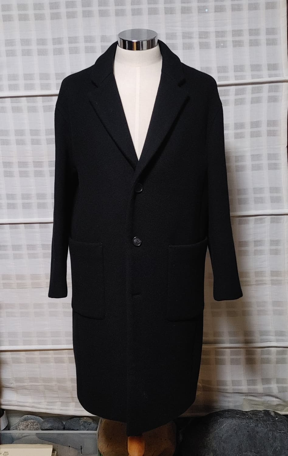 (한섬) 시스템 옴므 블랙 오버핏 코트 95 (100 가능) 상품이미지3