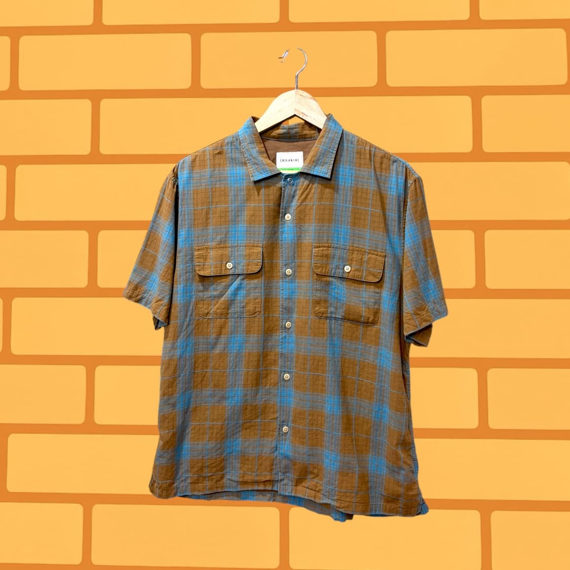 카키스 섀도우 체크 반팔 워크 셔츠 (XL) 상품이미지1