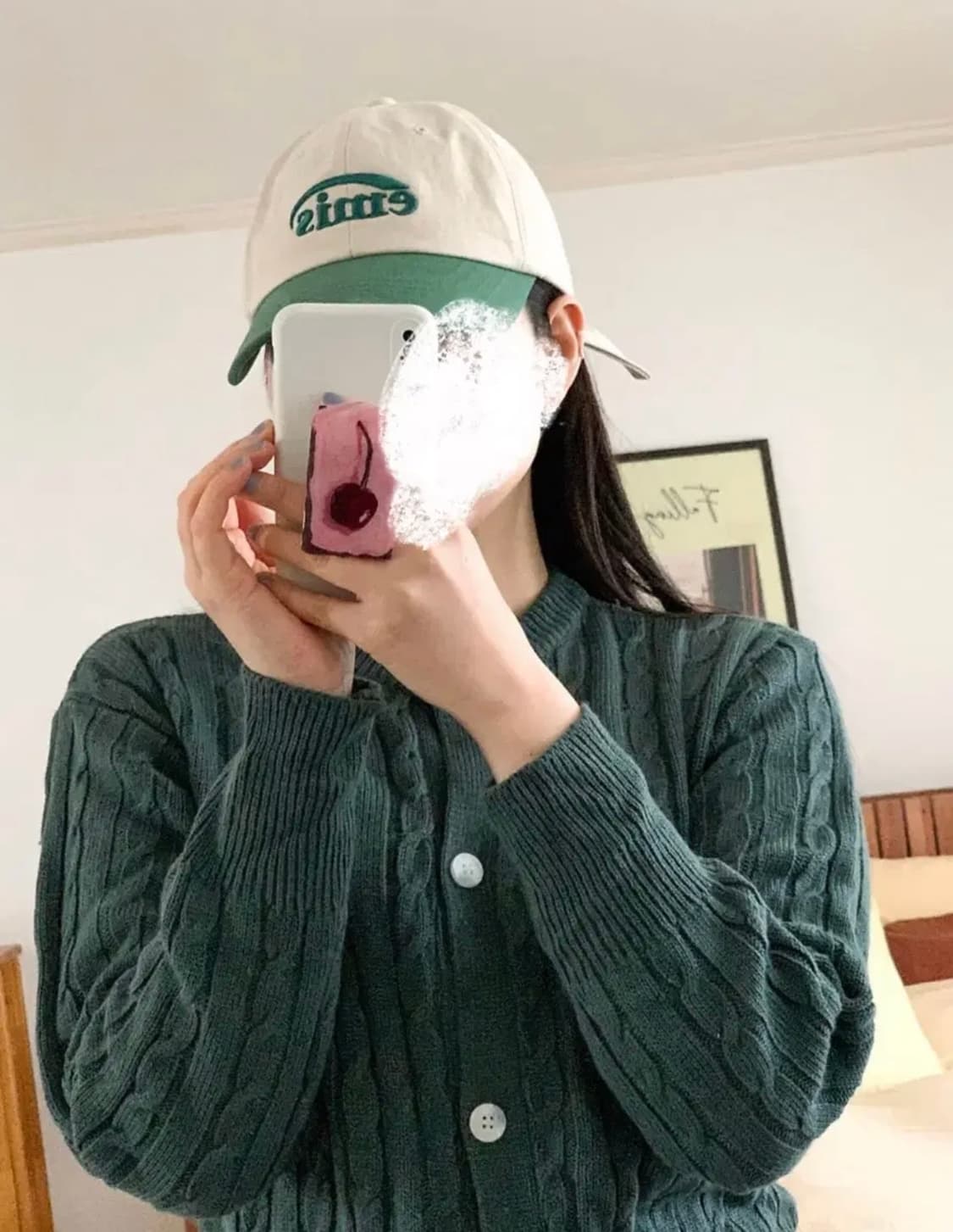 딥그린 초록 꽈배기 케이블 가디건 상품이미지5