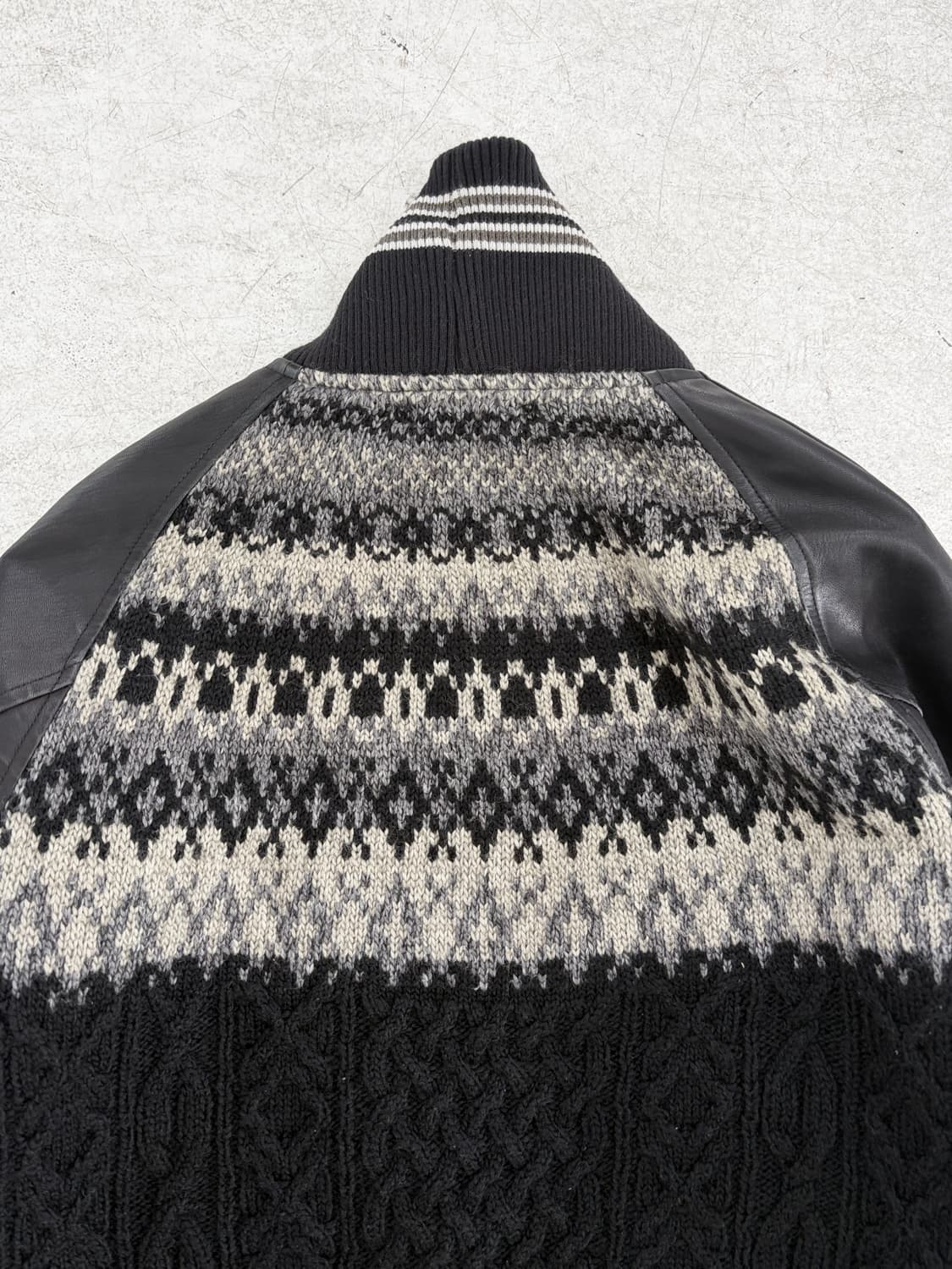 미하라 야스히로 모헤어 홀스 레더 바시티 자켓 상품이미지6