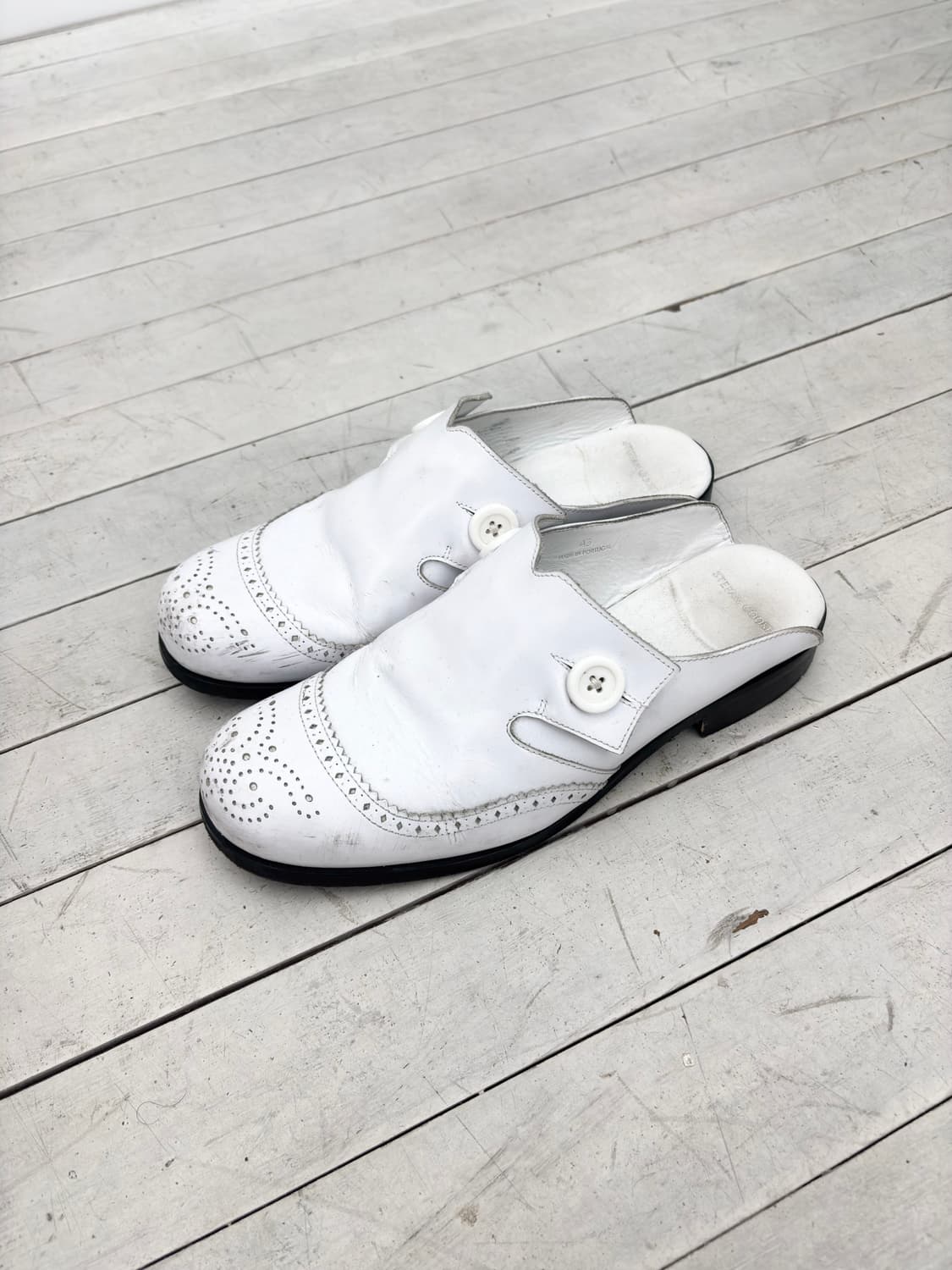 WHITE LEATHER MULES 상품이미지1