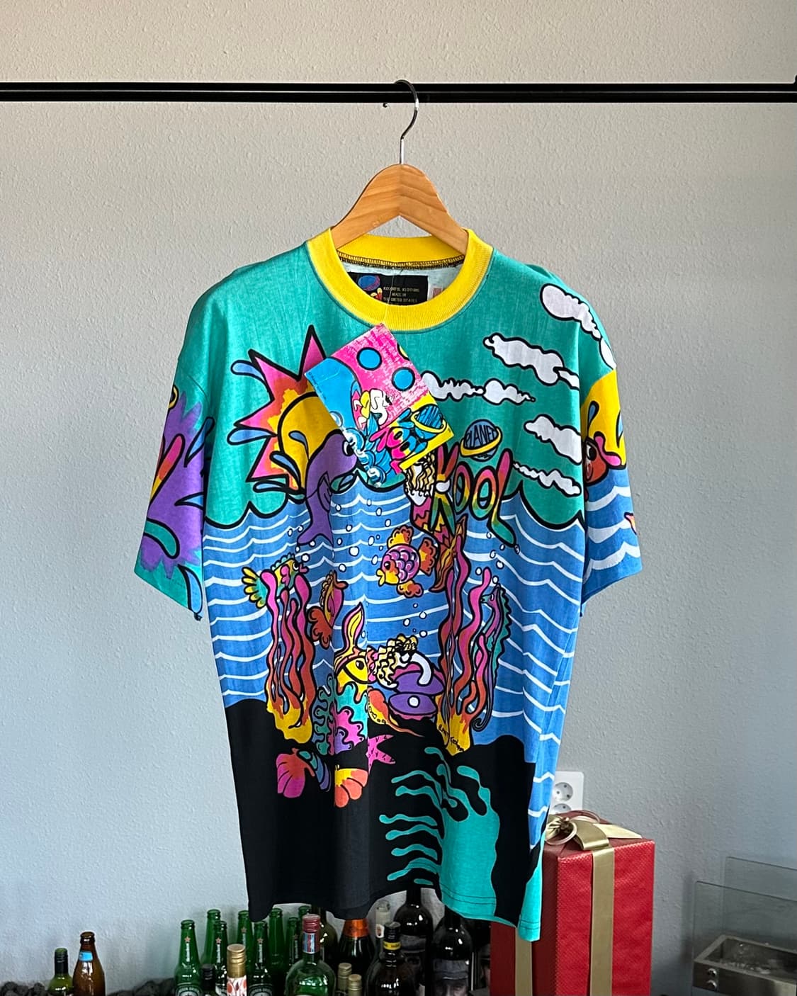 [XL](새상품)90s USA KOOL 컬러풀 아트 티셔츠 상품이미지1