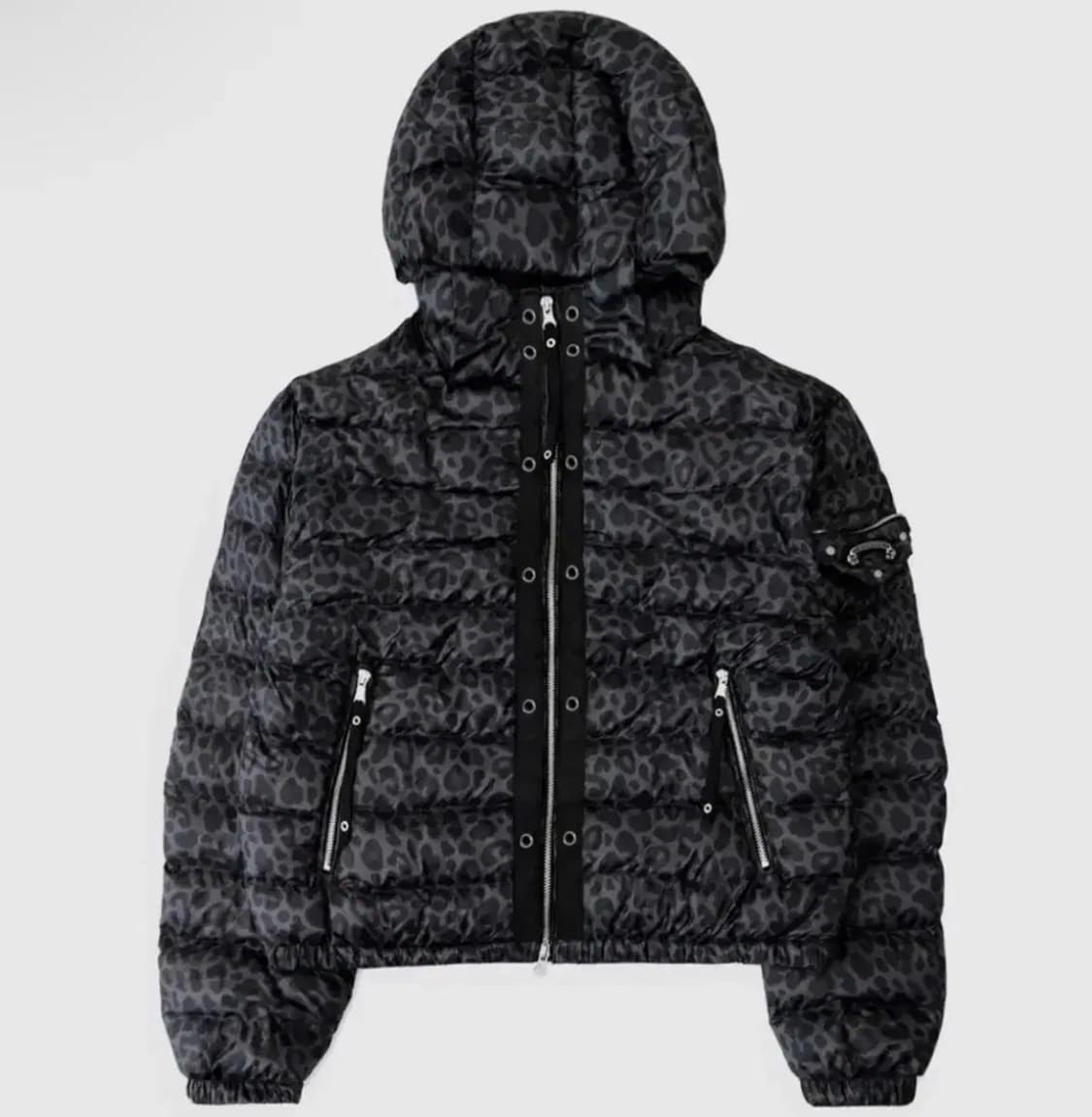 배드블러드 라이트웨이트 후드 푸퍼 패딩 그레이 레오파드 M 상품이미지1