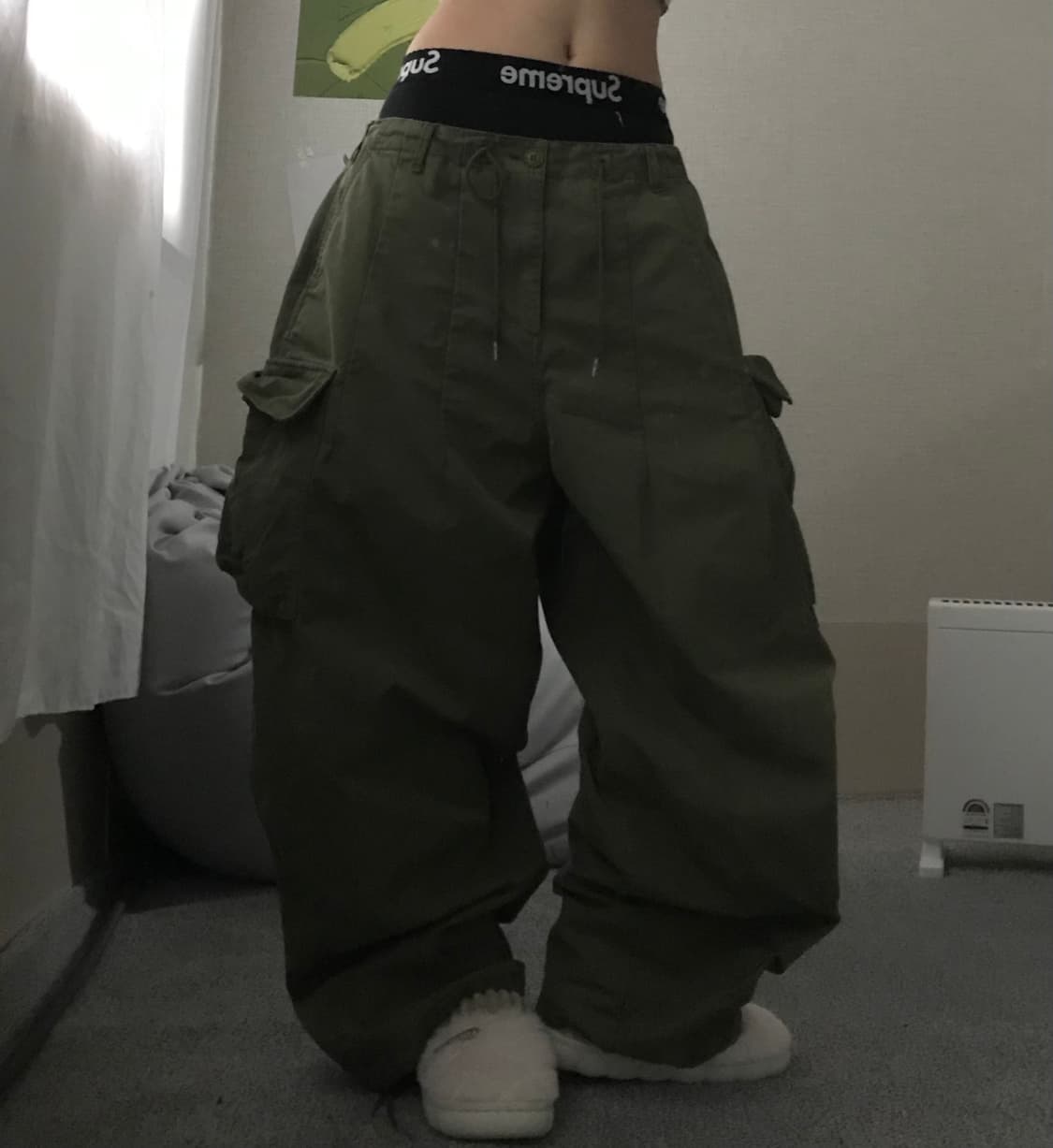 카키 와이드핏 카고팬츠 상품이미지4