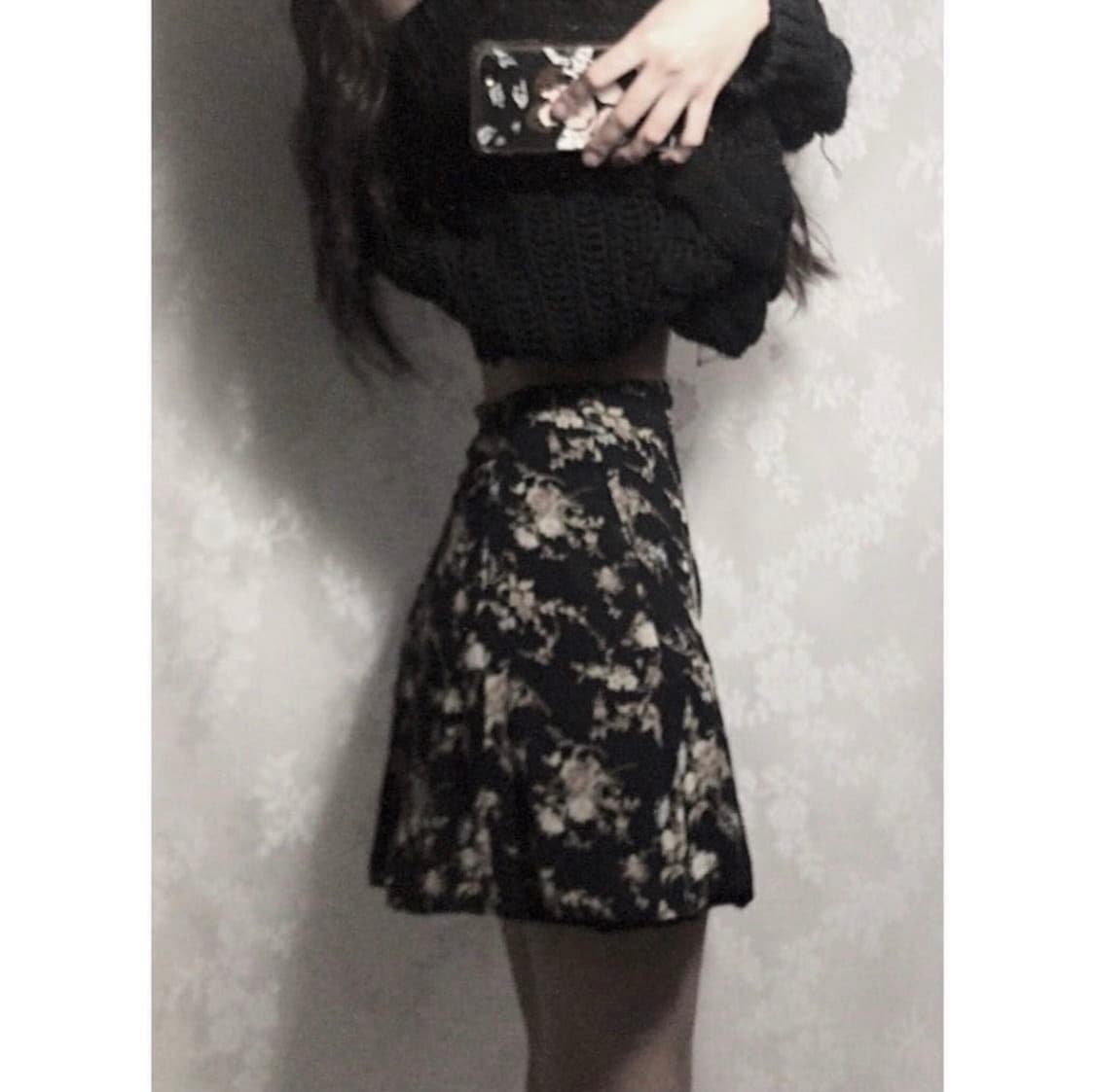 묘오우빈티지 블랙 오리엔탈 미니 스커트. 모리걸 상품이미지3