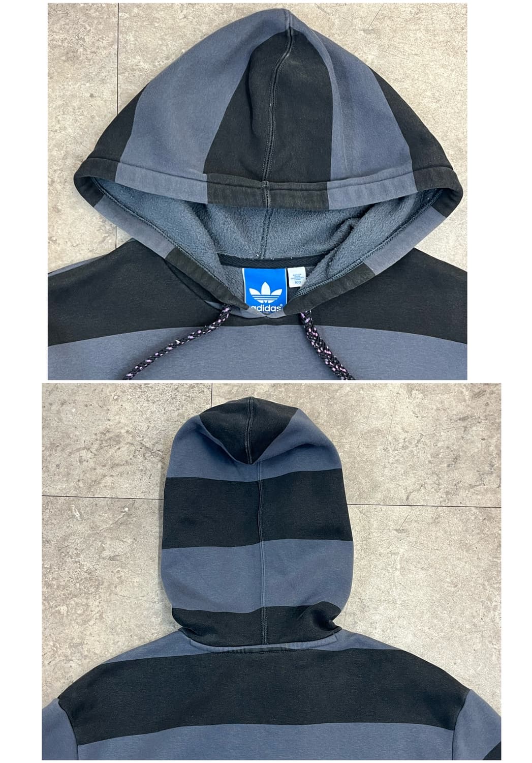 아디다스 스트라이프 기모 후드티 차콜 100 #csz2436  상품이미지5