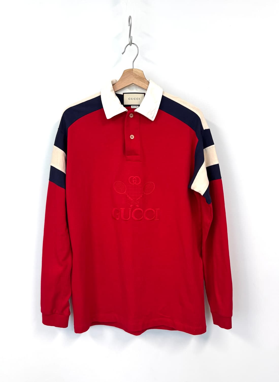 GUCCI 구찌 레드 테니스 긴팔 폴로티셔츠 M 상품이미지1