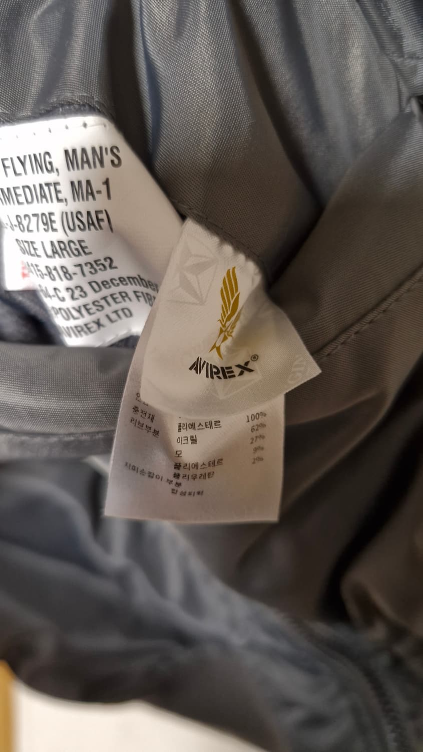 아비렉스 ma-1 건메탈그레이 100 상품이미지5