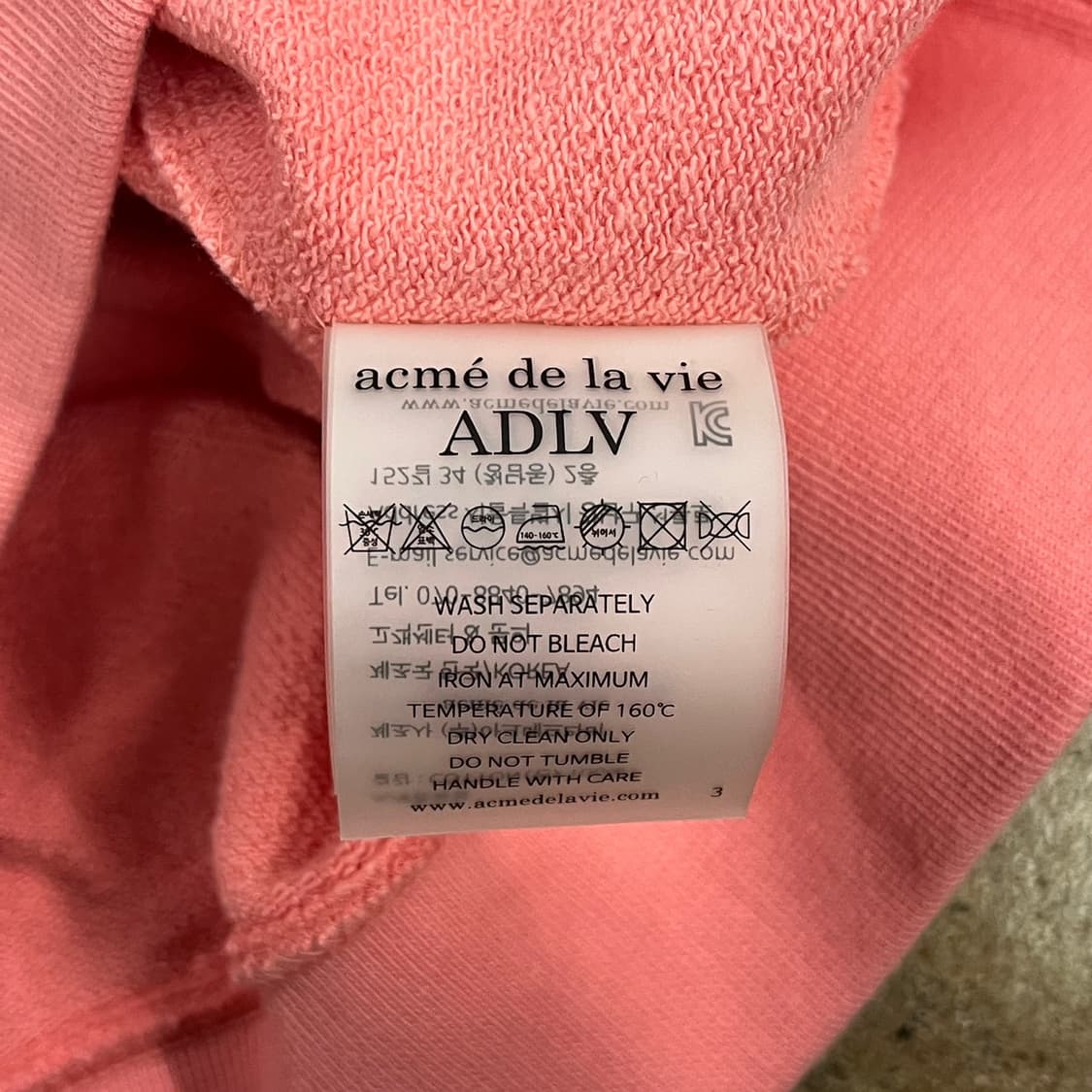 [정품] 아크메드라비 ADLV 핑크 후드티 b15 상품이미지6