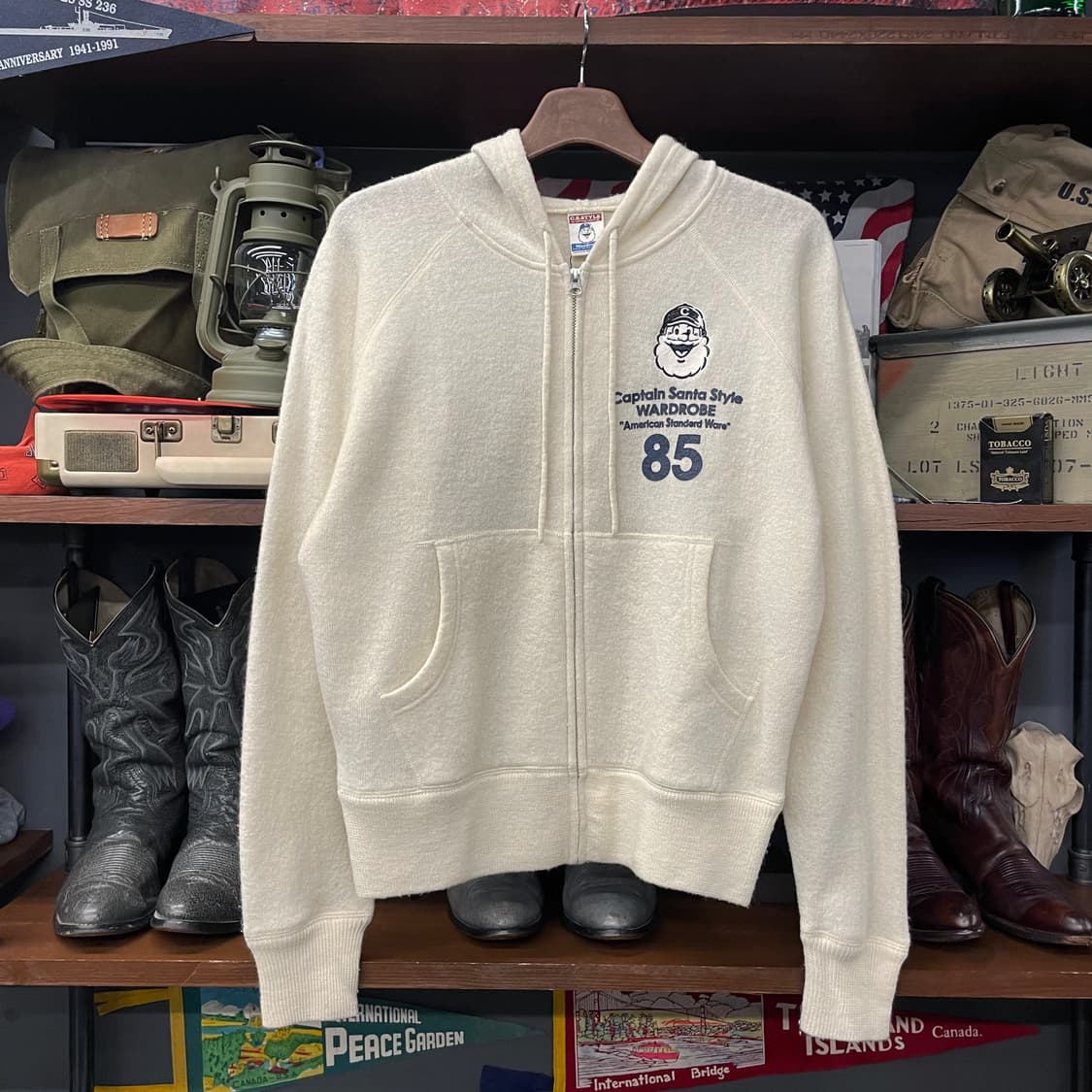 캡틴 산타 프린팅 스펠 아웃 아메리칸 스탠다드 후드 집업 N406 상품이미지1