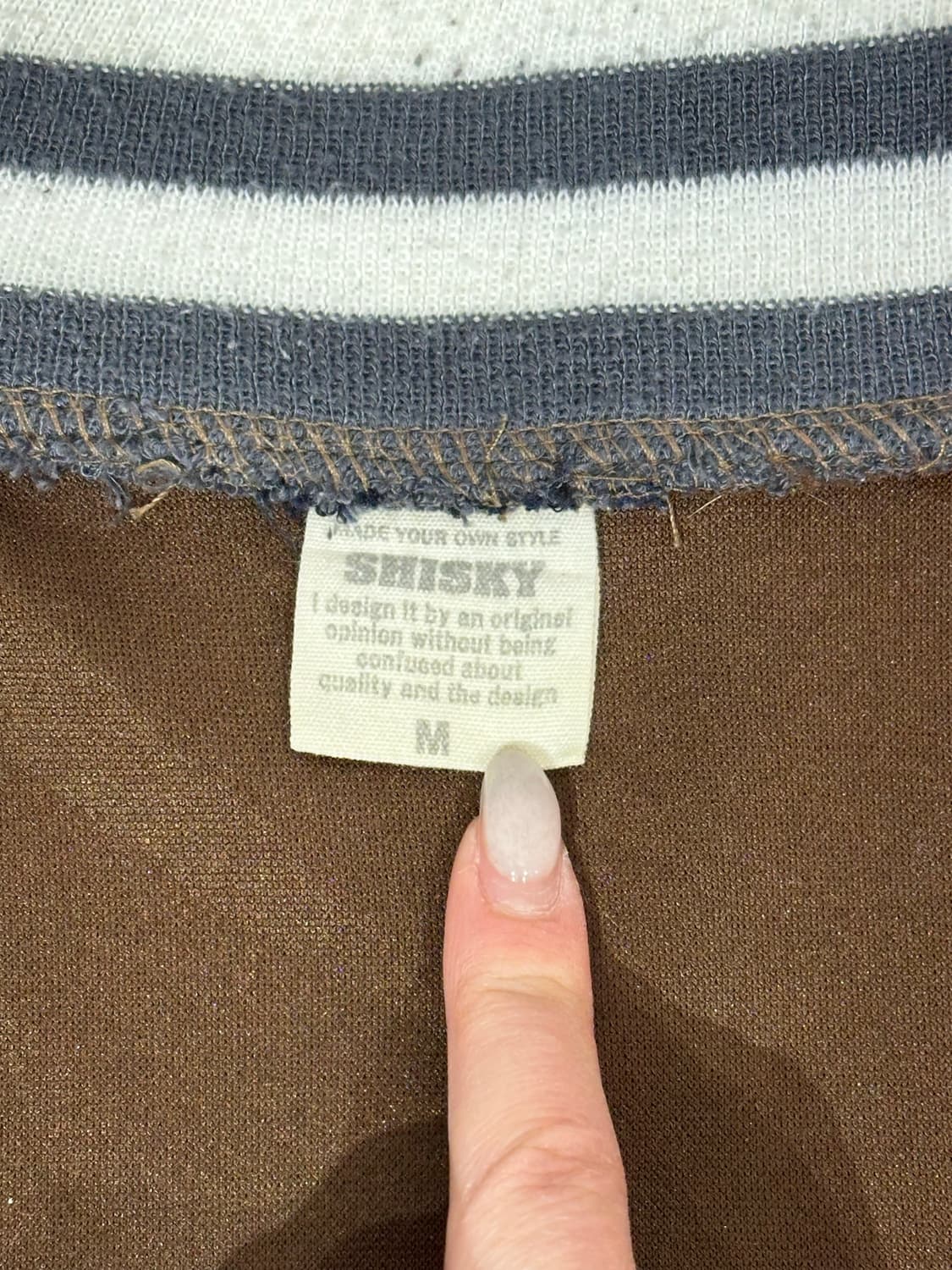 일본 빈티지 SHISKY 자수 프린팅 오버핏 브라운 트랙탑 져지 M 상품이미지7