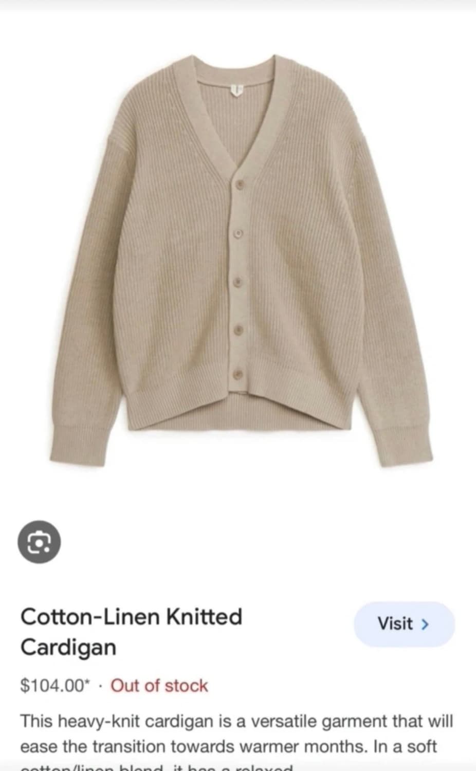 [새상품] ARKET 코튼·린넨 니트 가디건 / M 사이즈 상품이미지1