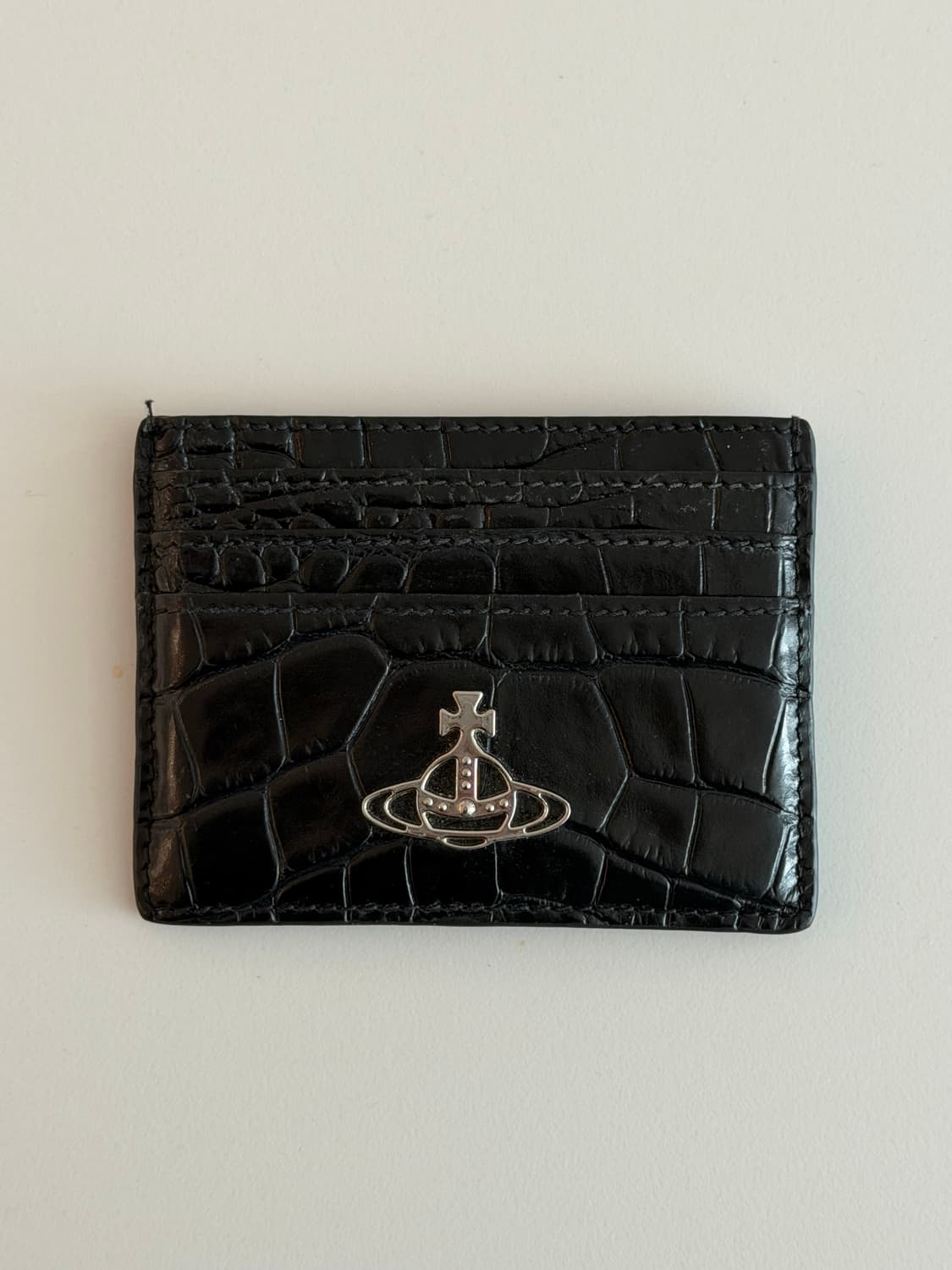 비비안 웨스트우드 오브 로고 레더 카드 홀더 블랙 상품이미지4