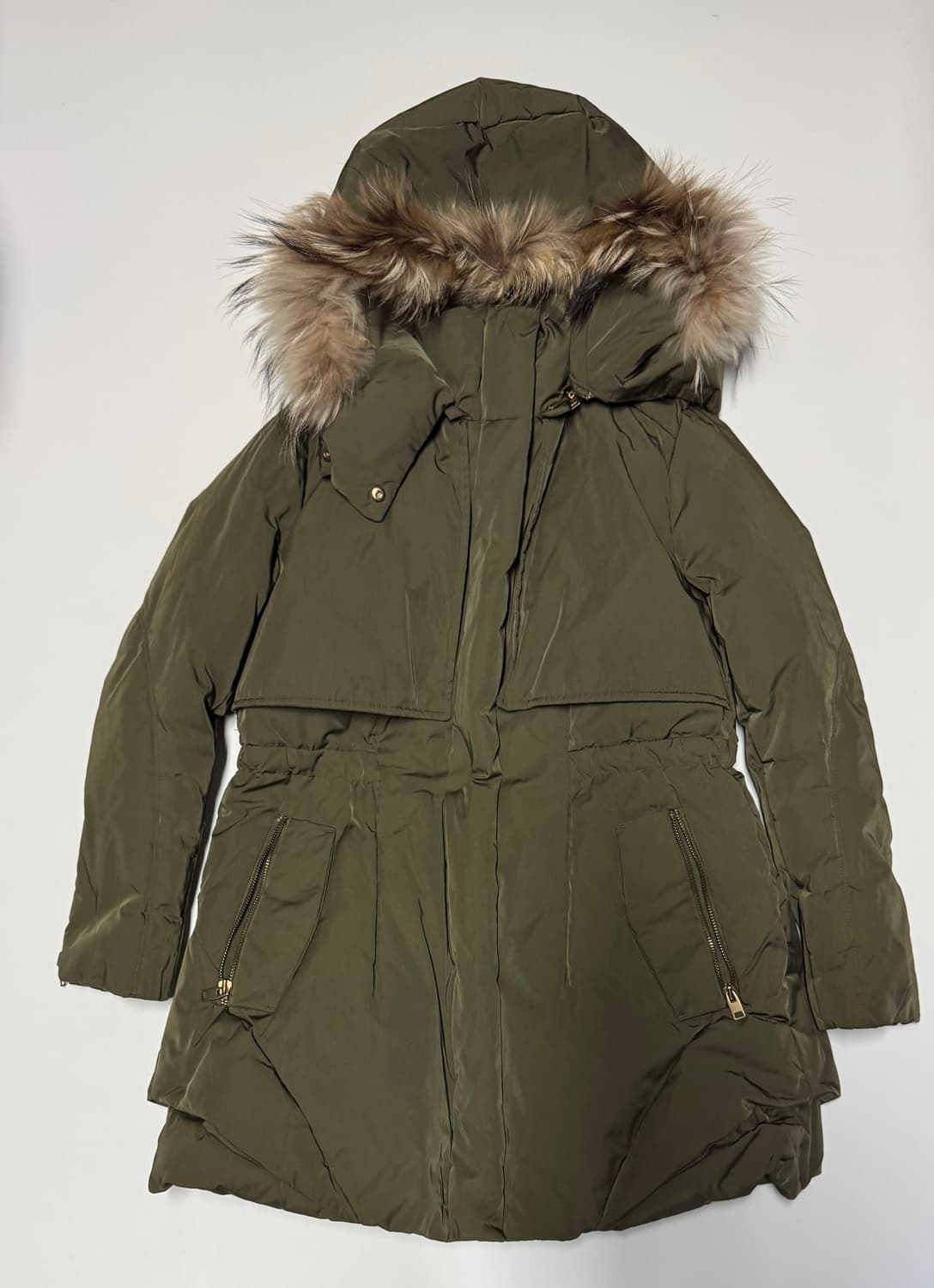 여성 한섬 sjsj 너구리 후드 퍼 패딩 점퍼 상품이미지1