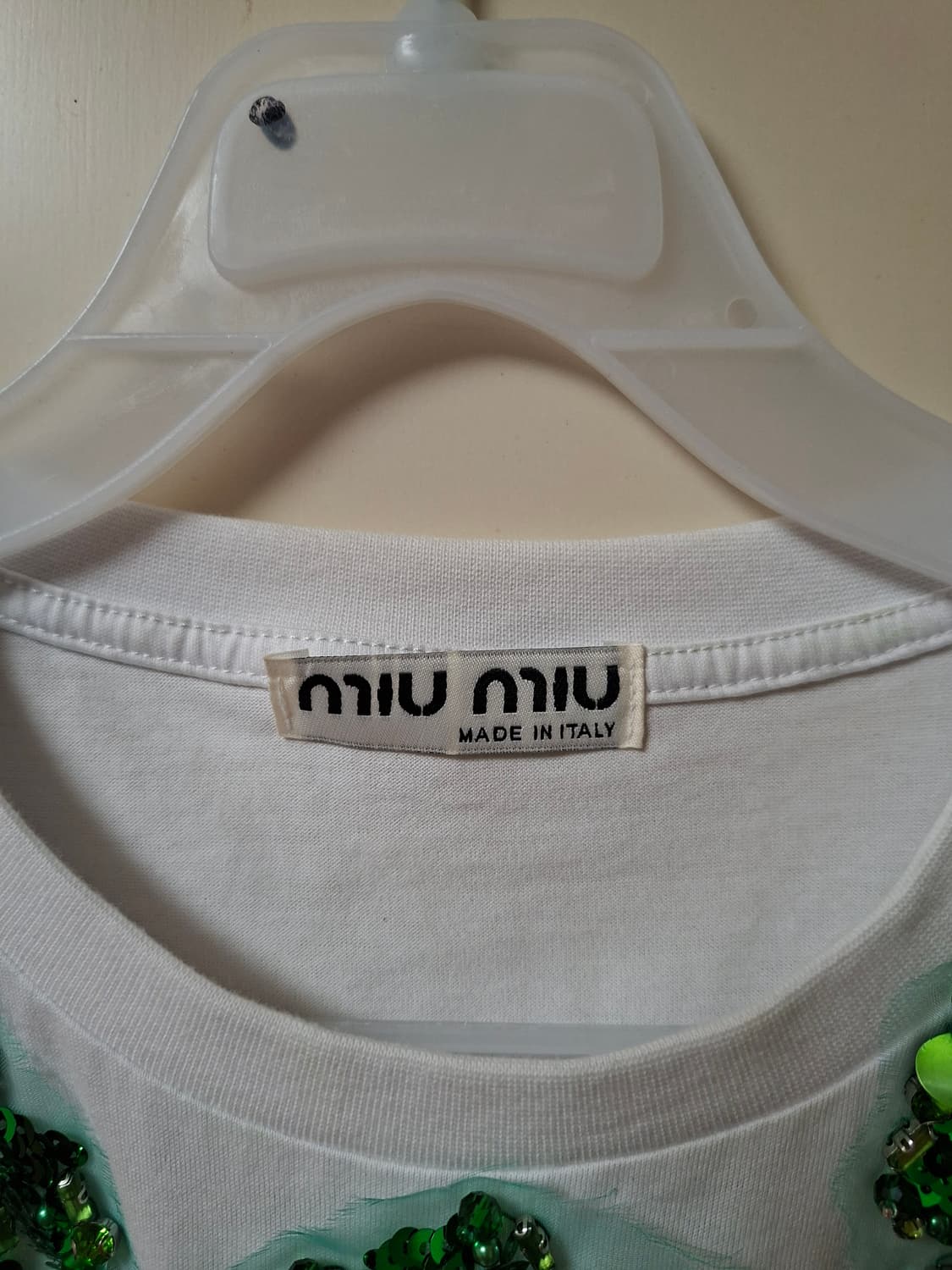 여성] 미우미우 정품 그린 스팽글 반팔 티셔츠 S 상품이미지6