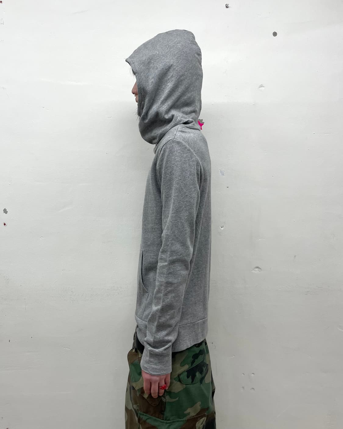 High-neck Gray Basic Hoodie 상품이미지4
