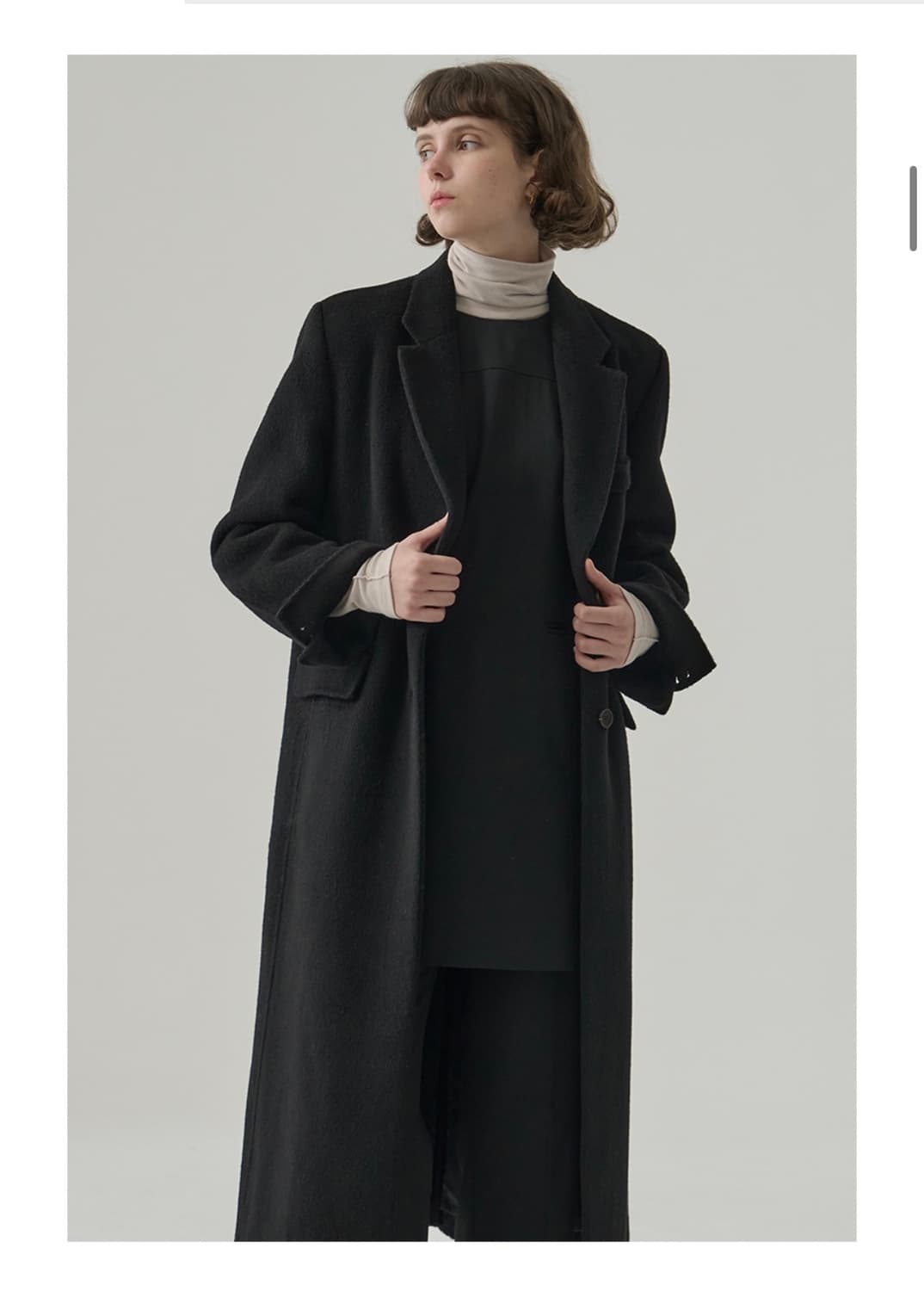 (새상품)(M) 드로우핏 우먼 래빗 앙고라 울 핸드메이드 싱글 롱 코트 상품이미지4