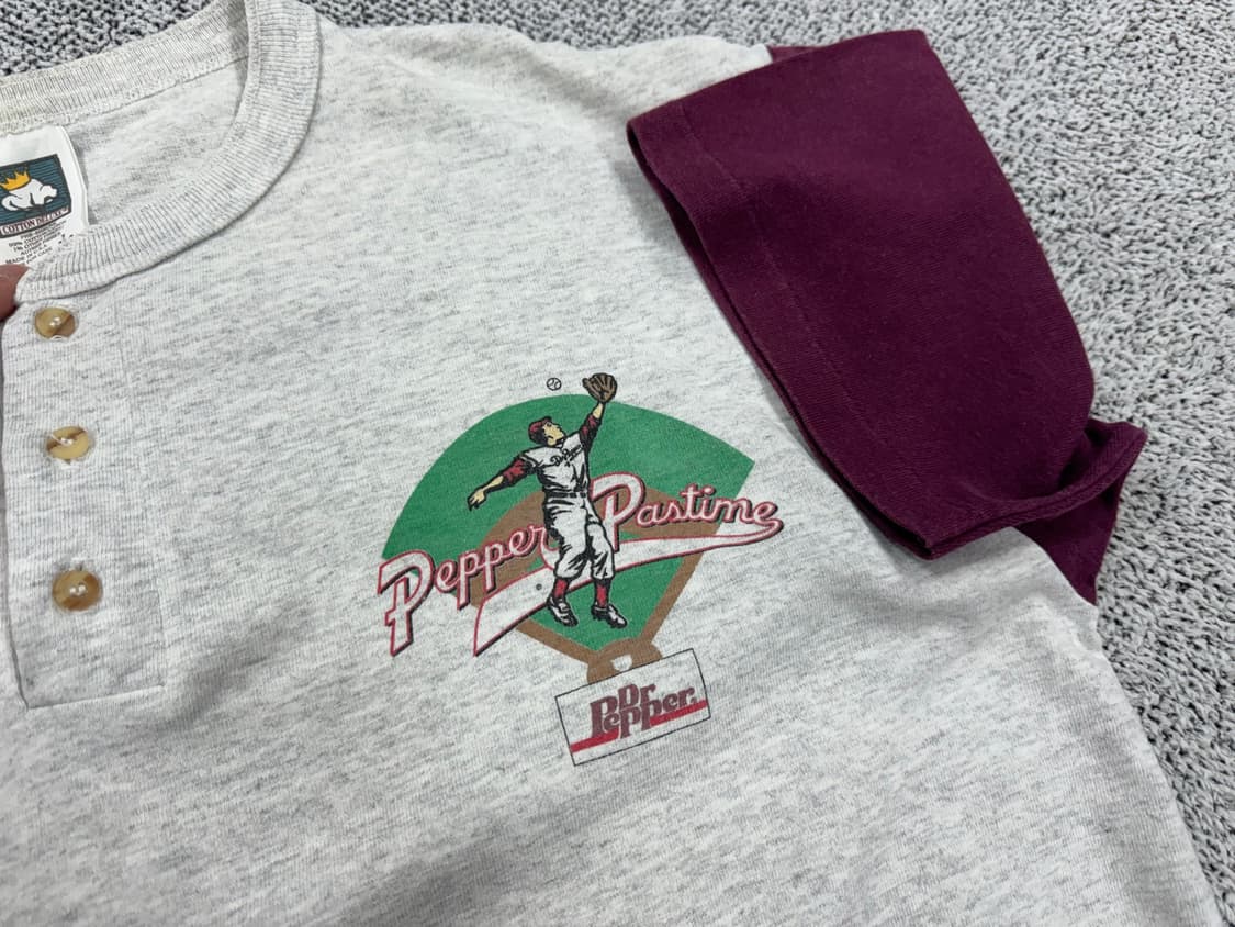 90s COTTON DELUXE USA 싱슬스티치 헨리넥 상품이미지2