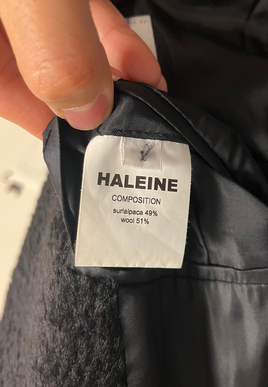 알렌느 수리알파카 더블 코트 / 블랙 100-105 상품이미지6