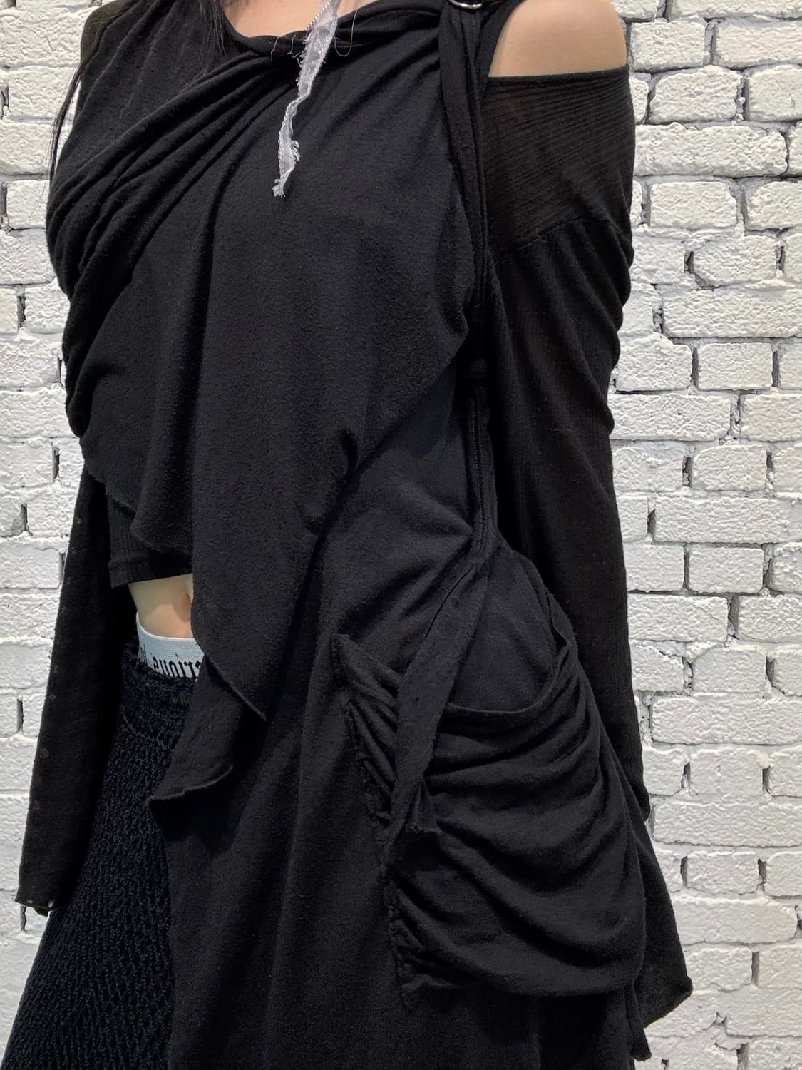 Asymmetric Draped Strap Layered Top 상품이미지3