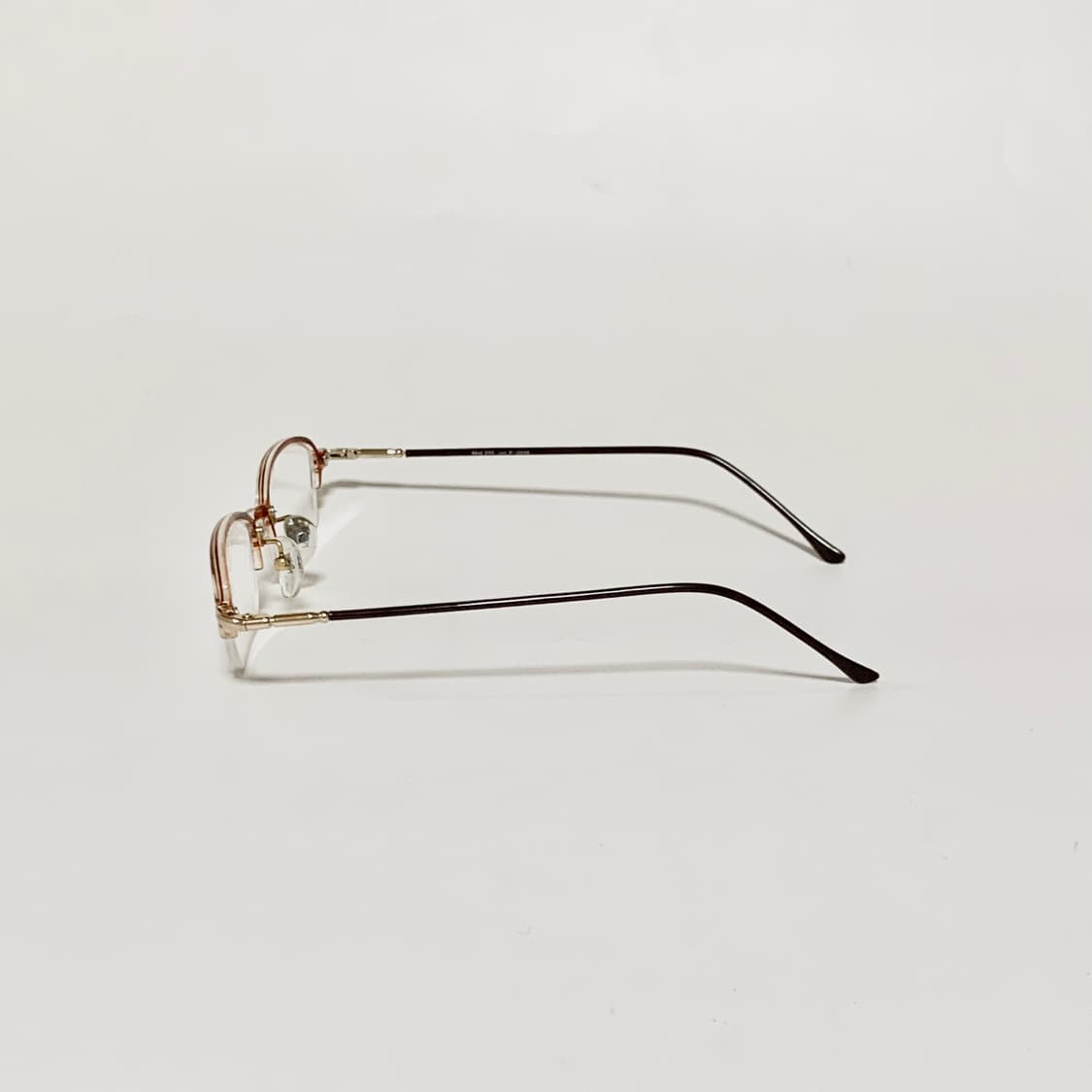 983 데드스탁 빈티지 안경테 반무테 레트로 하프림 클리어 브라운 상품이미지4