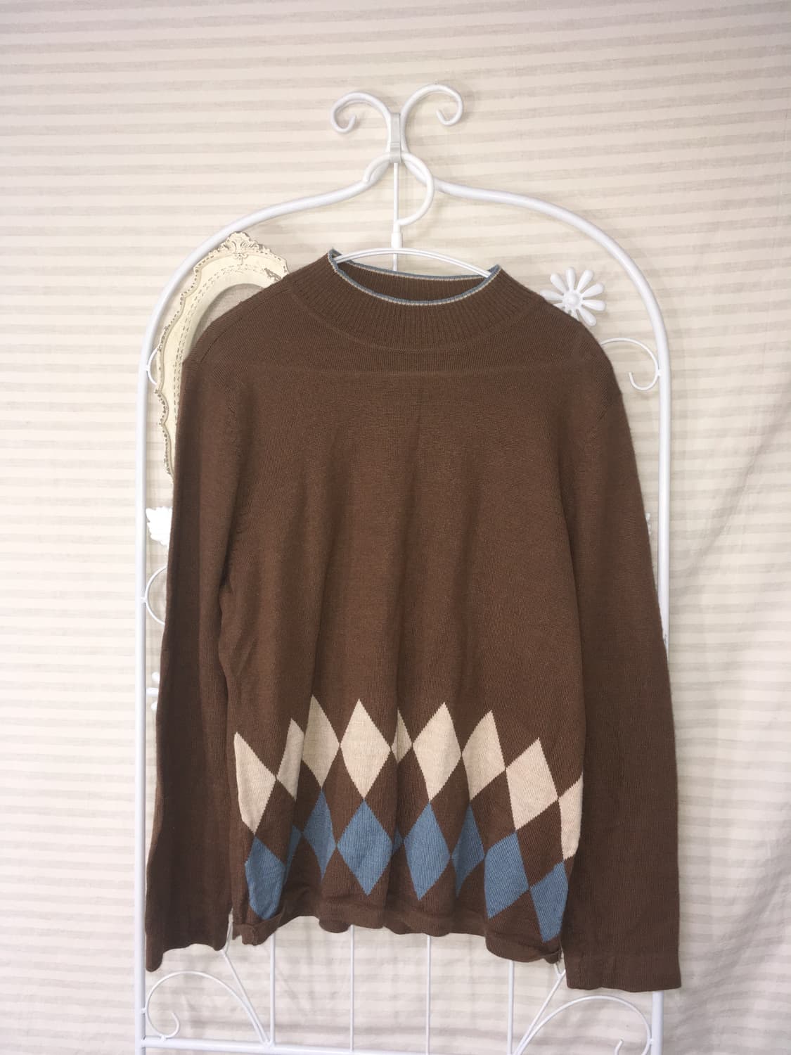 일본빈티지 아가일 브라운 니트 상품이미지2