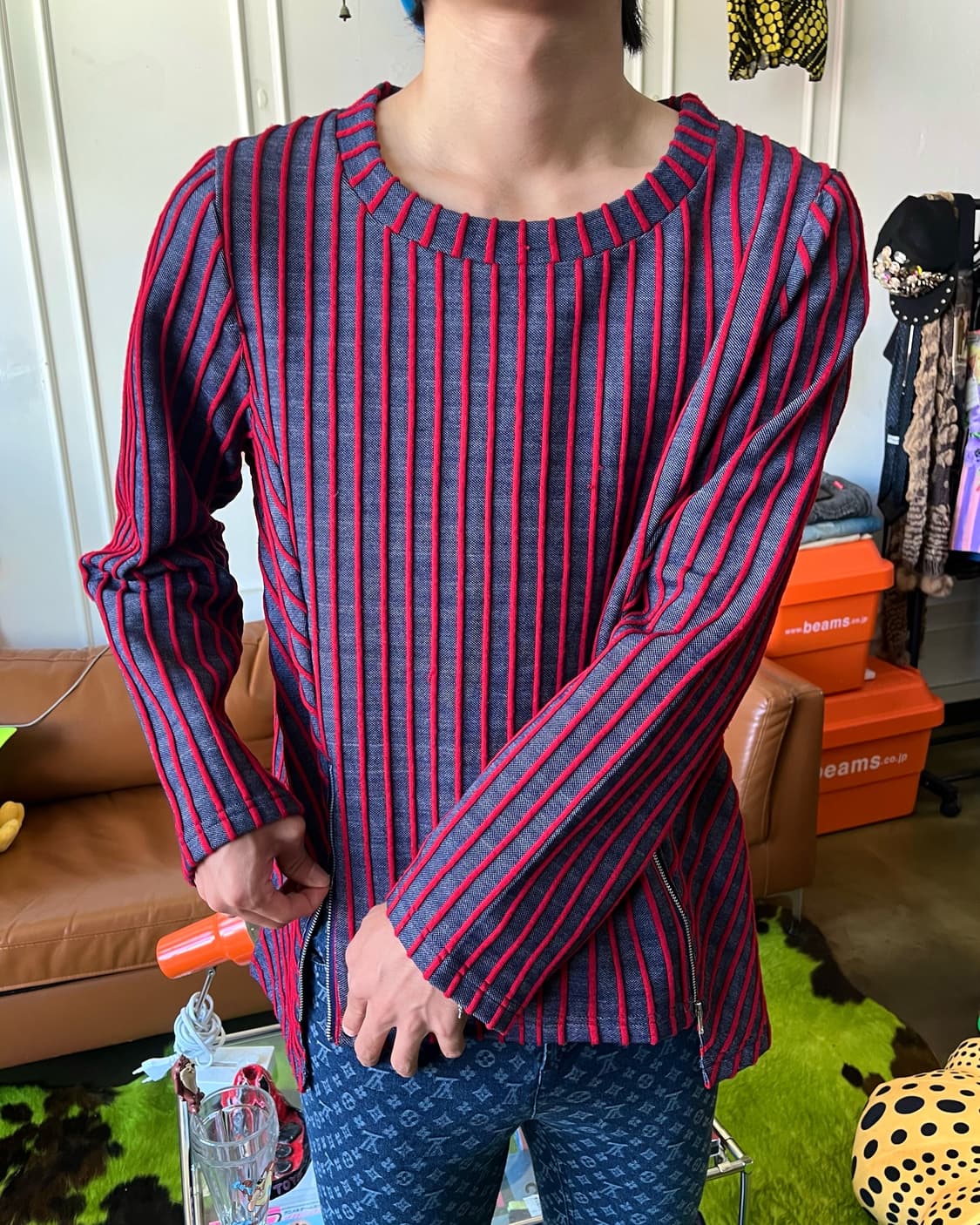 SHINNOSUKE by PETER 3D Stripe Denim Top 상품이미지2
