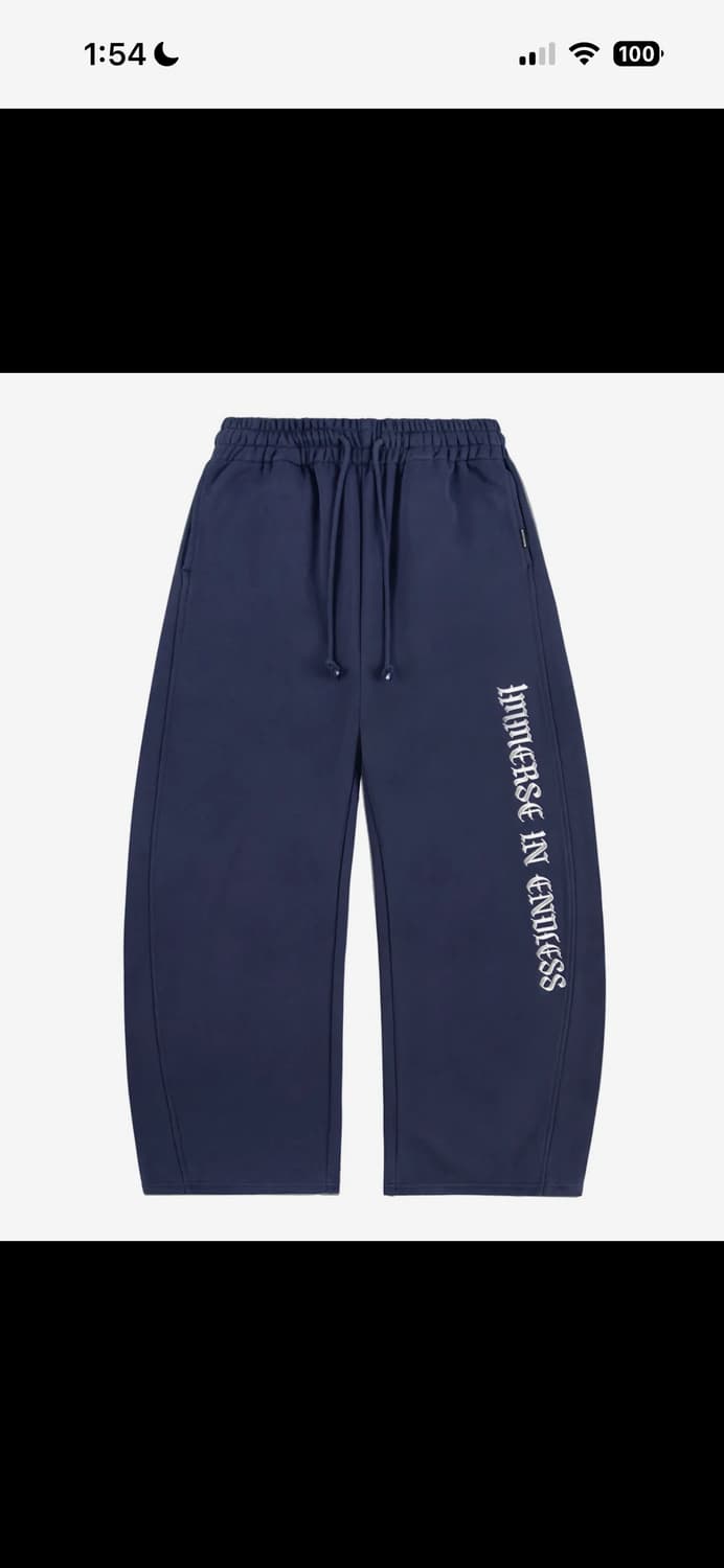 (새상품) 락케이크 레터링 와이드 커브드 조거 네이비 상품이미지2