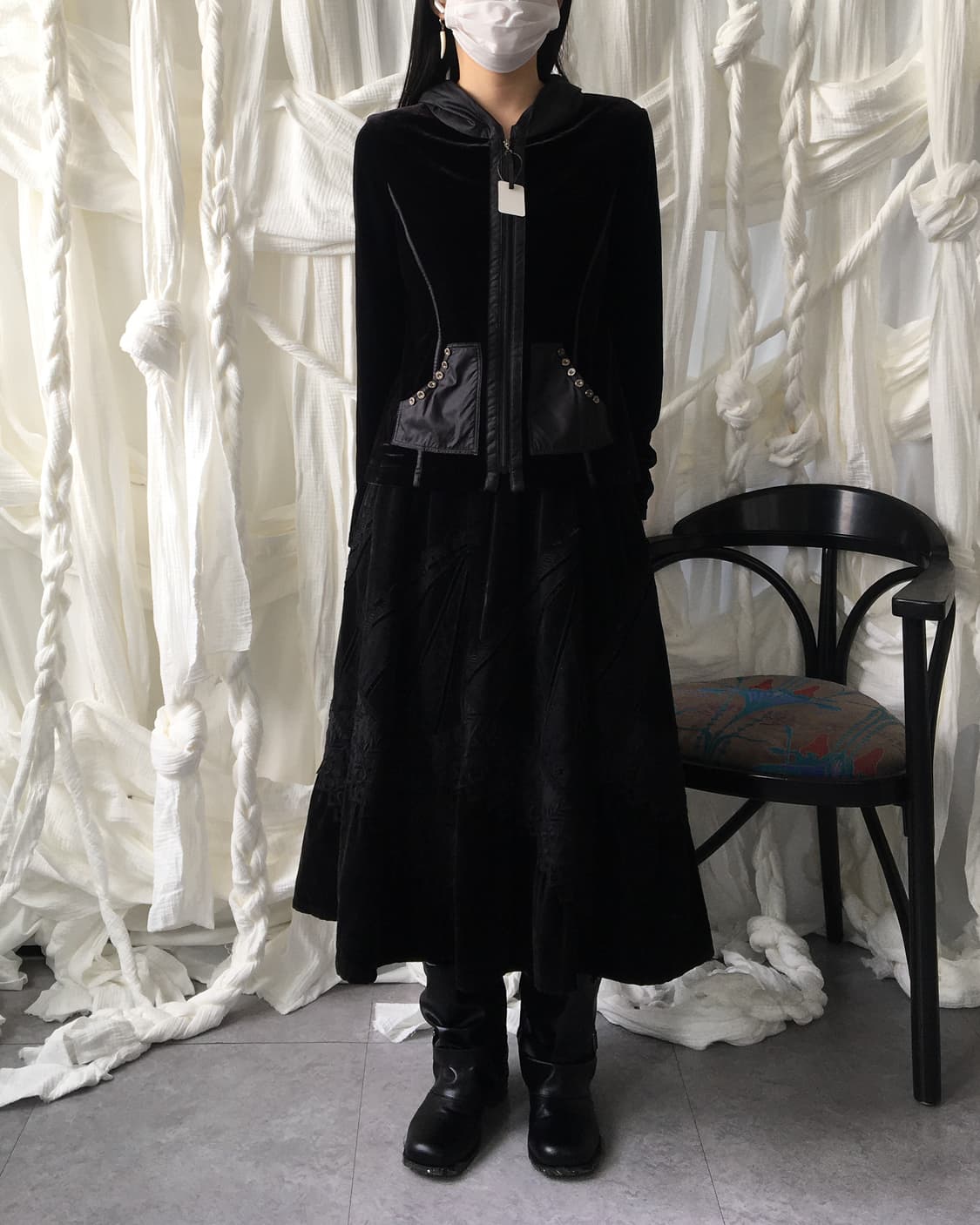 Fabric patch work point skirt 상품이미지6