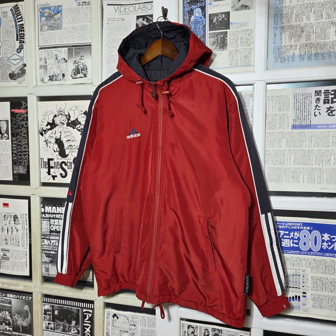 아디다스 90S 빅로고 바람막이 누빔 점퍼 상품이미지1