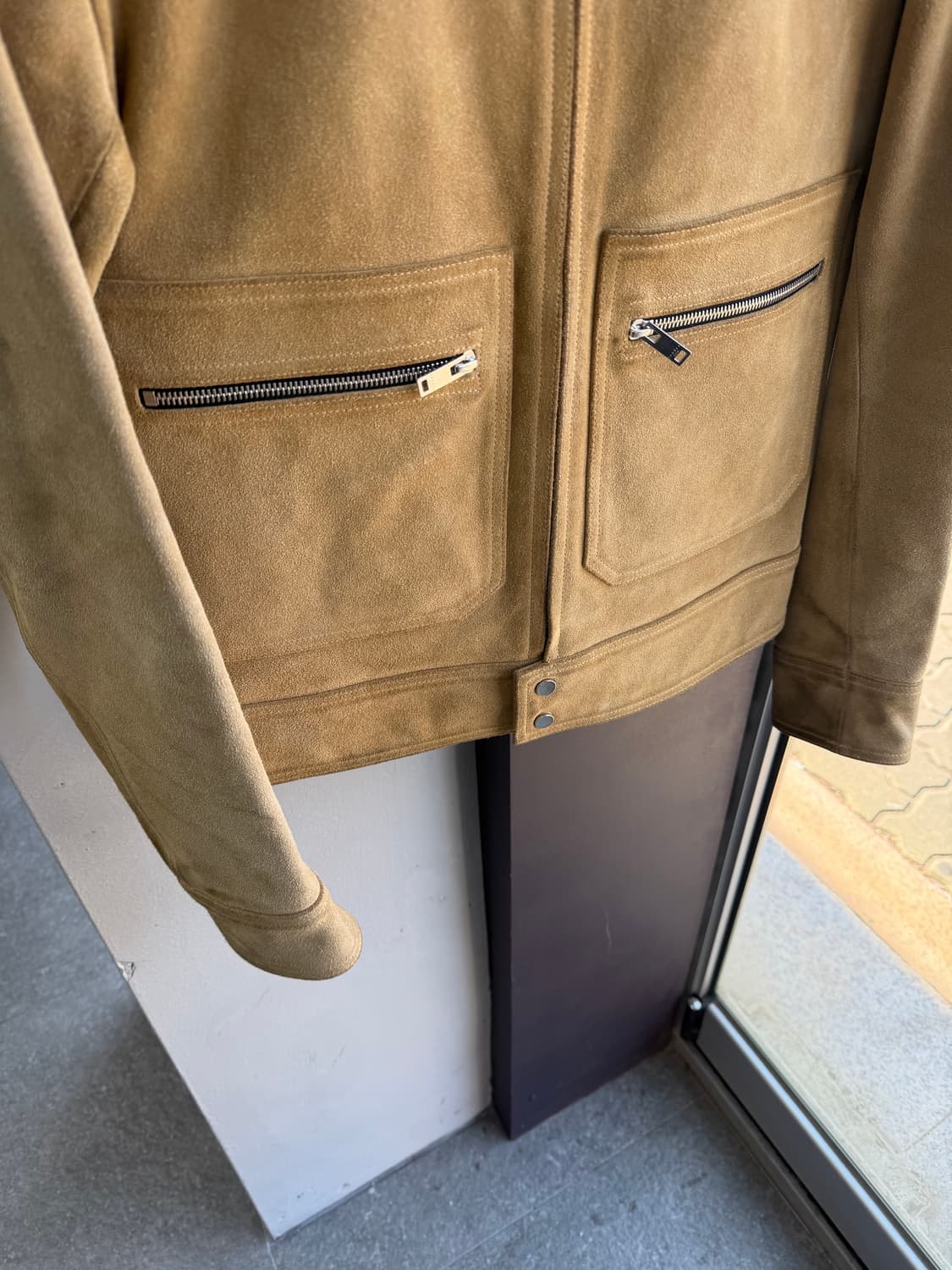 XS/ 산드로 옴므 스웨이드 카멜 집업 자켓 상품이미지4