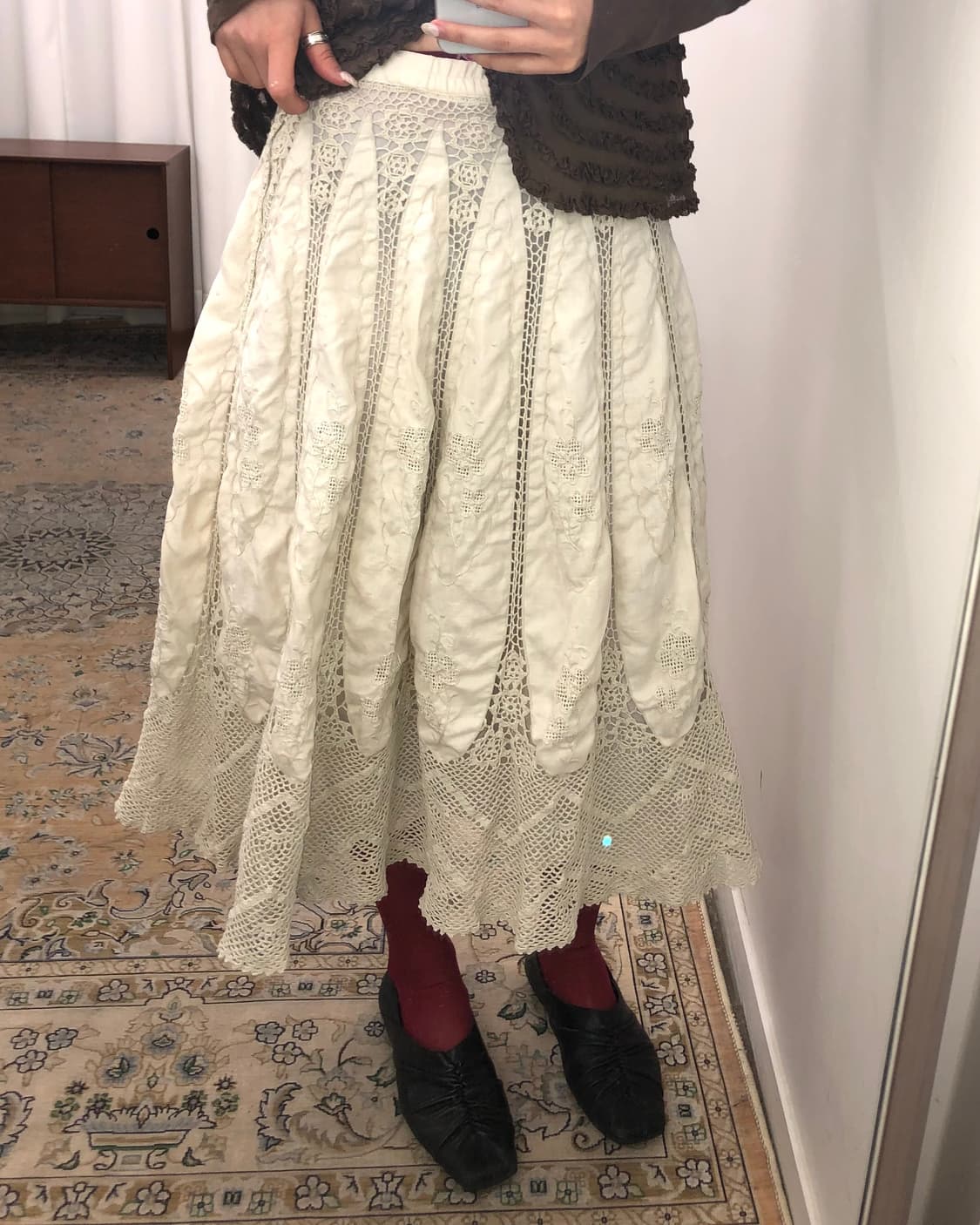 아이보리 플라워 스커트 상품이미지3