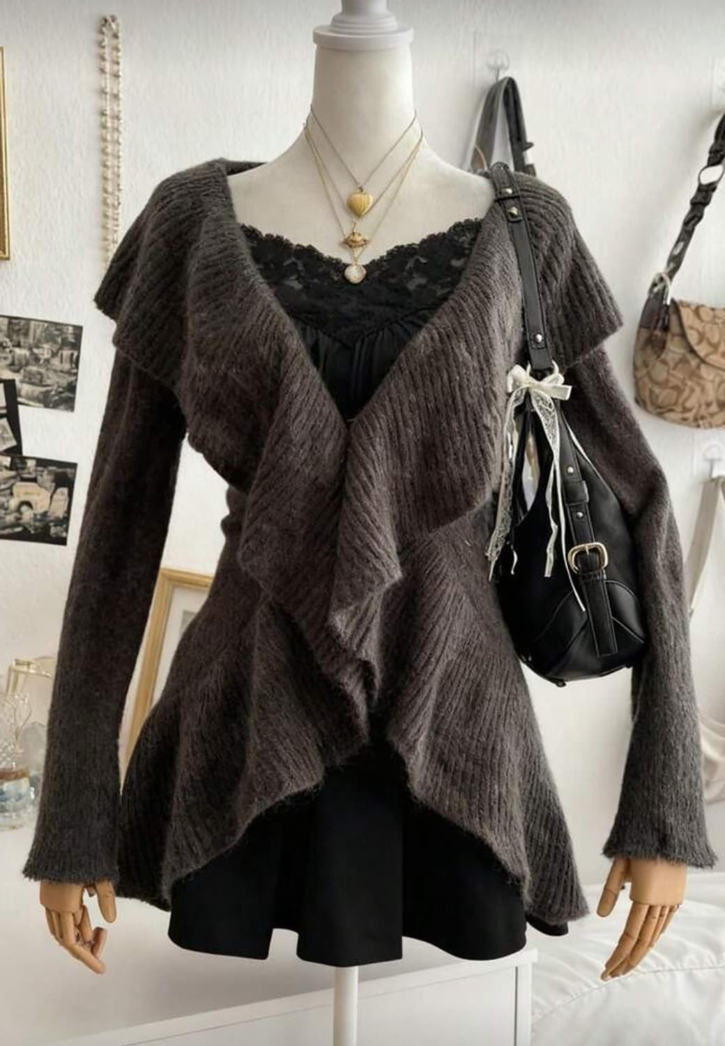 Y2k 갸루 플레어 니트 가디건 새상품 상품이미지4