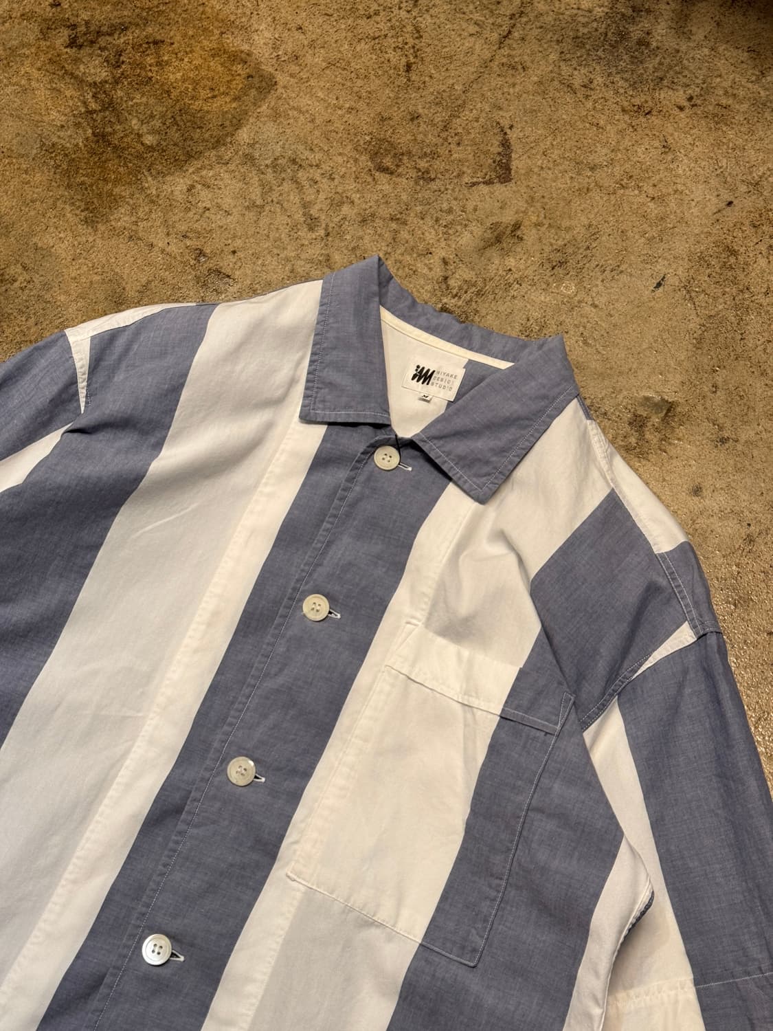 L-XL ) ISSEY MIYAKE Stripe Shirt 상품이미지3