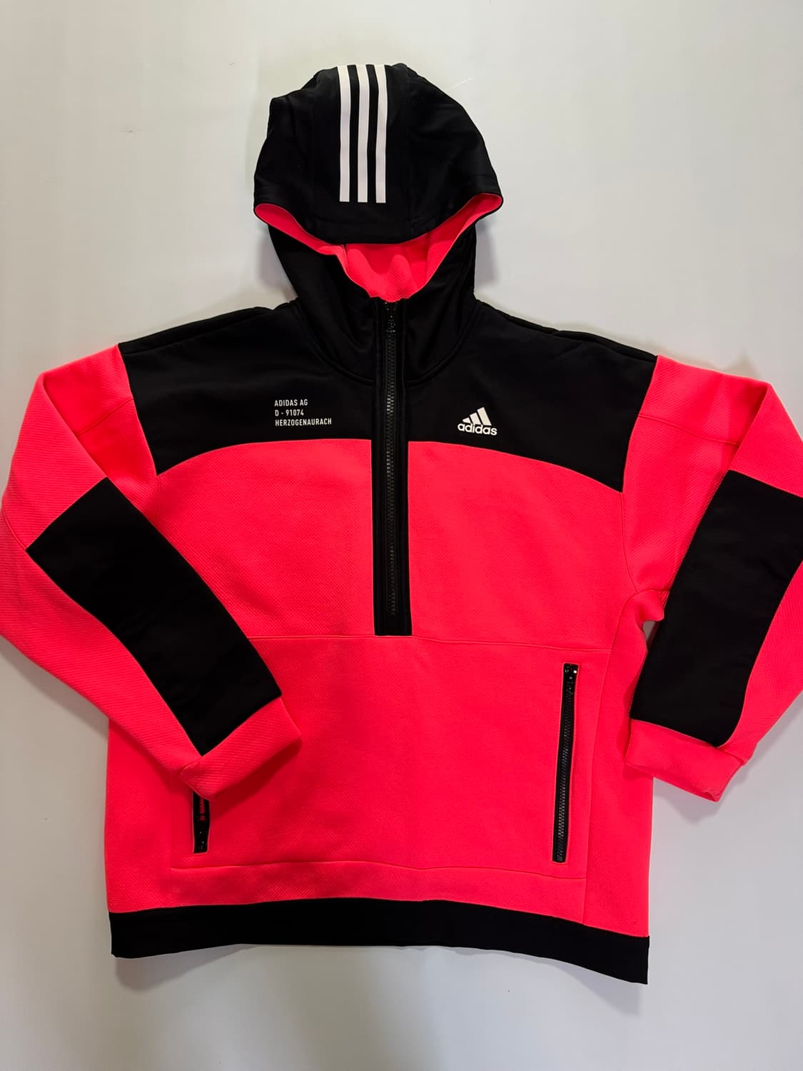 아디다스 반집업 아노락 후드 찐핑크 형광(M사이즈) 상품이미지1