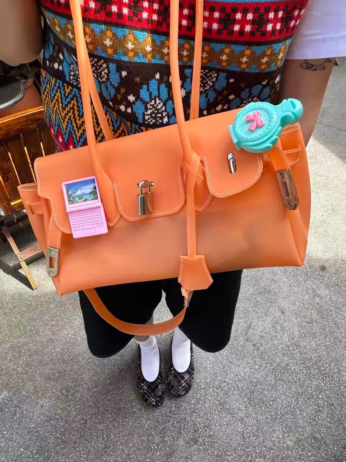 [자물쇠,키링걸이포함🧡]키키 젤리백 젤리버킨백 젤리벌킨 오렌지🍊 상품이미지1