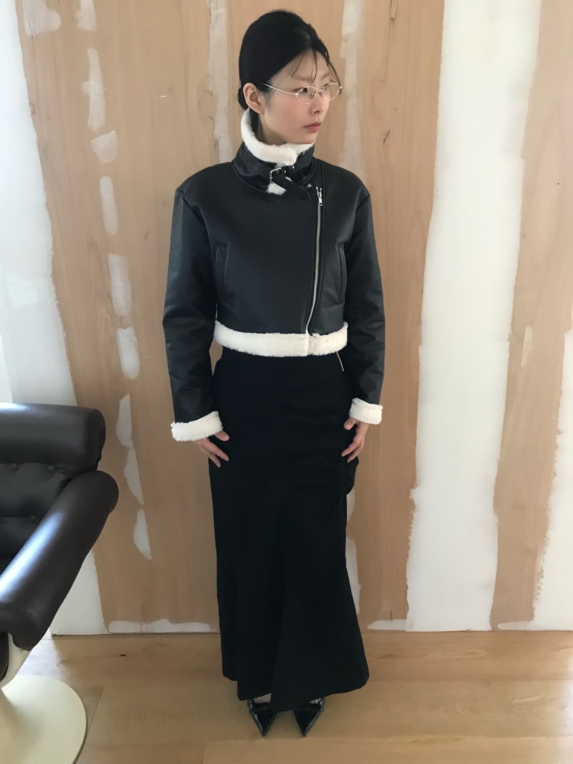 vintage leather shearling jacket 상품이미지2