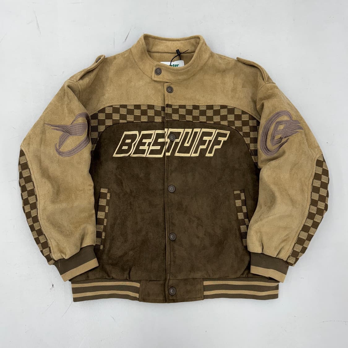 *새상품* 스웨이드 브라운 배색 레이싱 자켓 상품이미지2