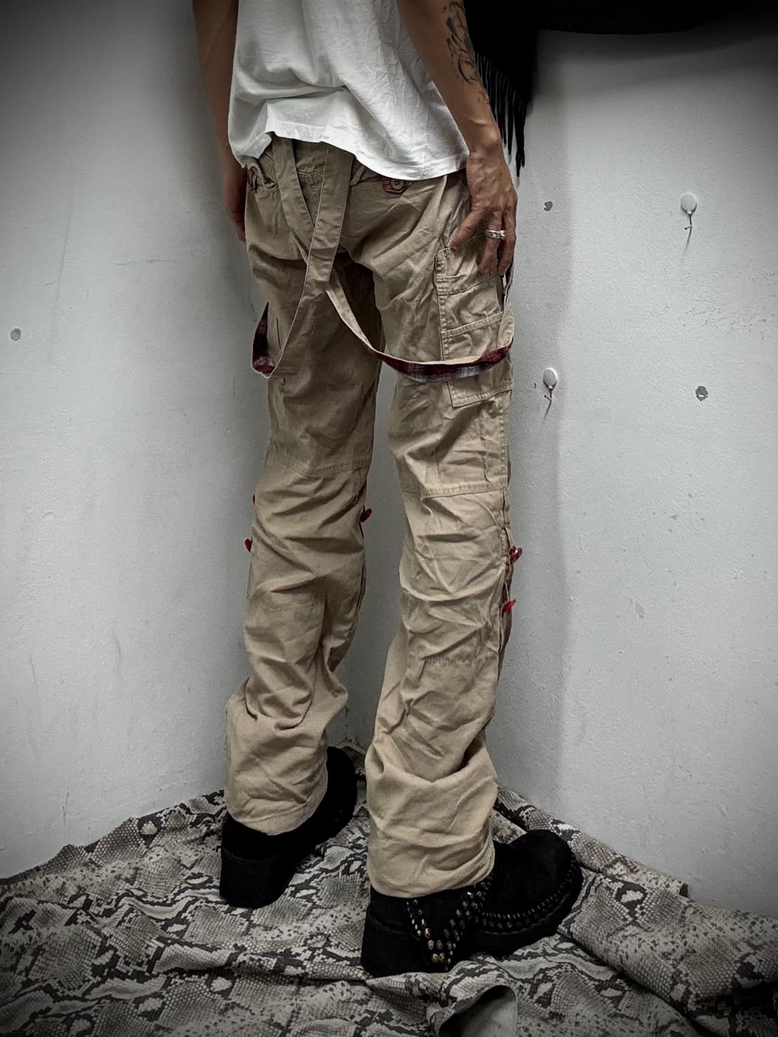 “Vintage” Y2K Mood Check Detail Cargo Be 상품이미지8