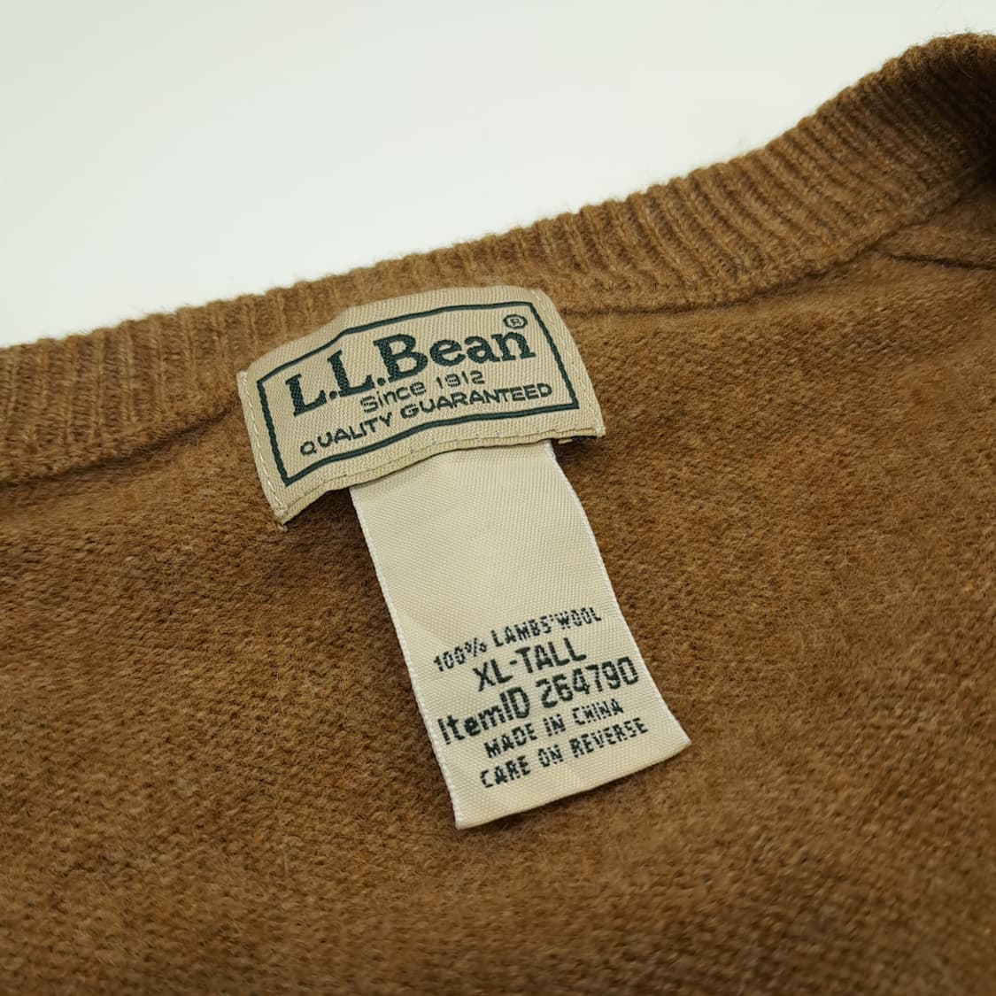 CN944 XL 엘엘빈 카멜브라운 램스울 V넥 긴팔 니트 스웨터 상품이미지4