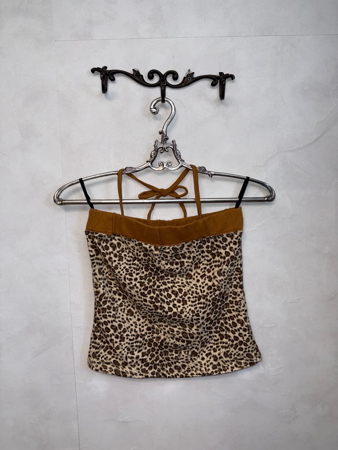 Brown leopard halter tube top sleeveless 상품이미지3