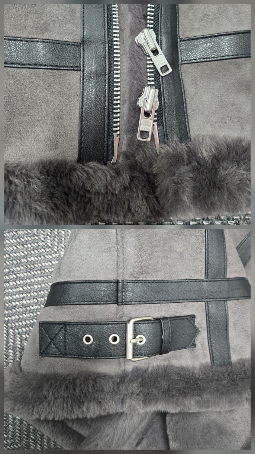 도프제이슨 솔리드 스웨이드 무톤 자켓 무스탕 그레이 상품이미지5