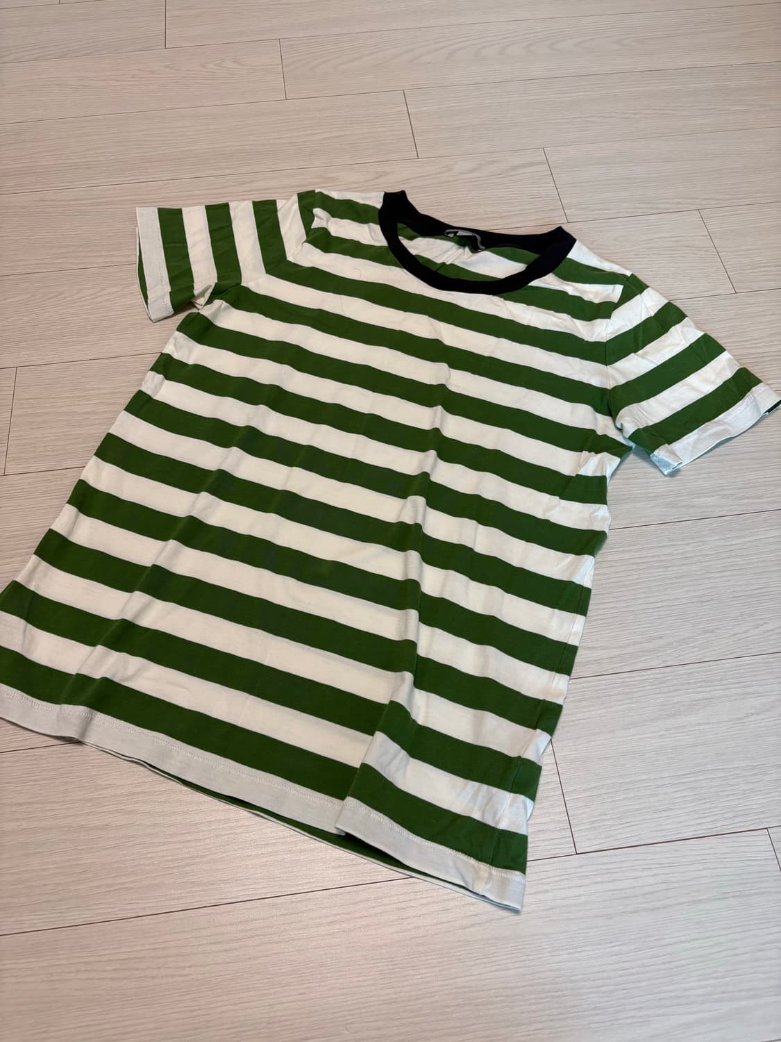 COS 코스 기본 반팔 티셔츠 스트라이프 그린 XS 상품이미지1