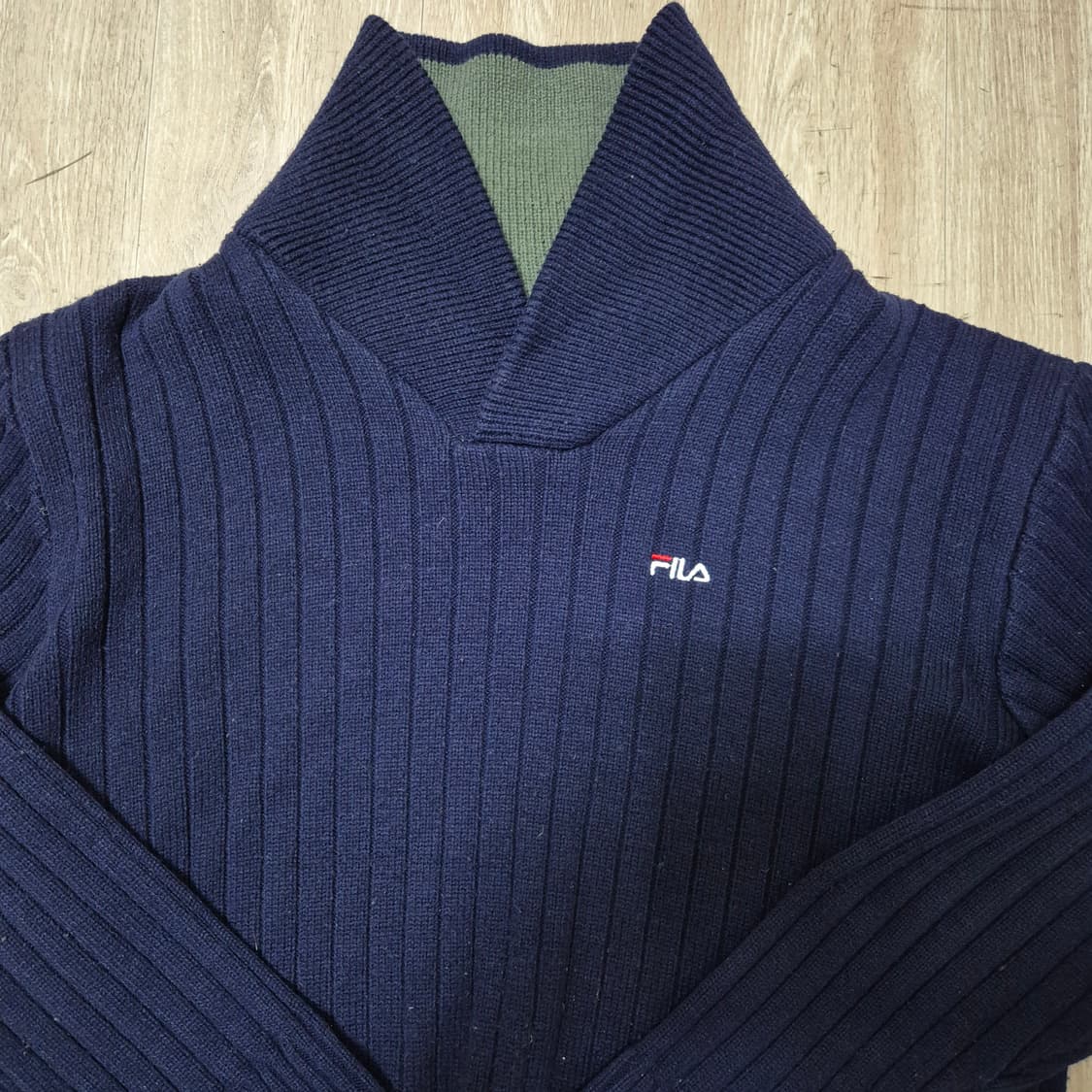 휠라 숄 카라 풀오버 골지 니트 XL(105) 상품이미지2