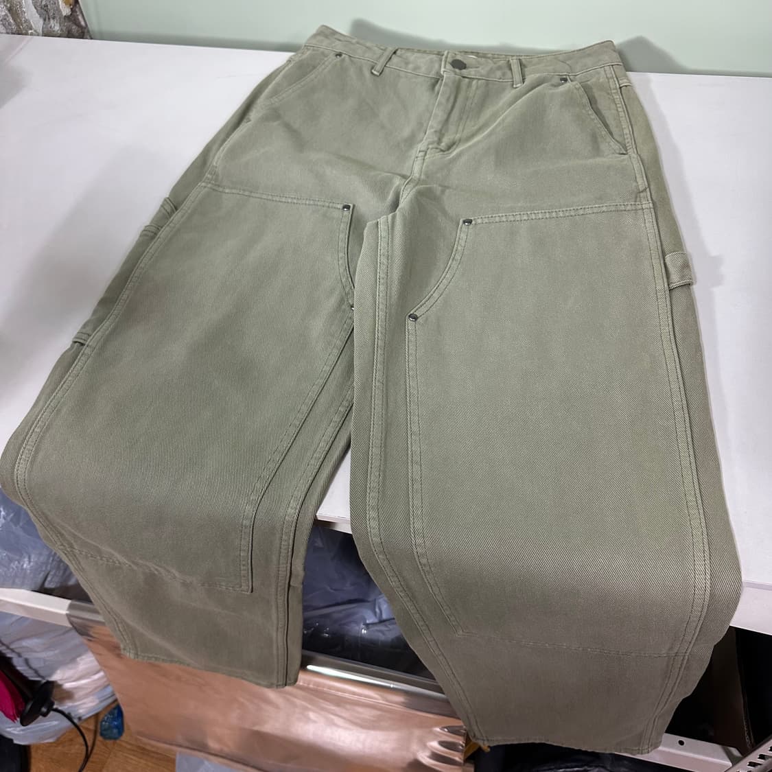 S 흐앤므 H&M 세미와이드 딥베이지 카펜더 데님팬츠 상품이미지2